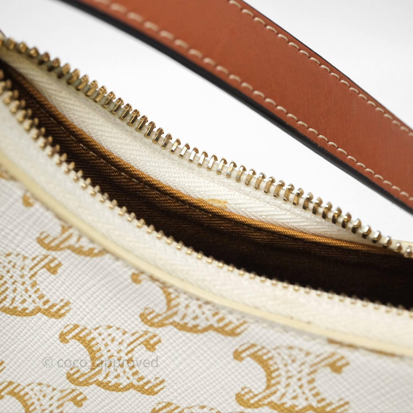 Celine Ava Bag In Triomphe Canvas Calfskin White