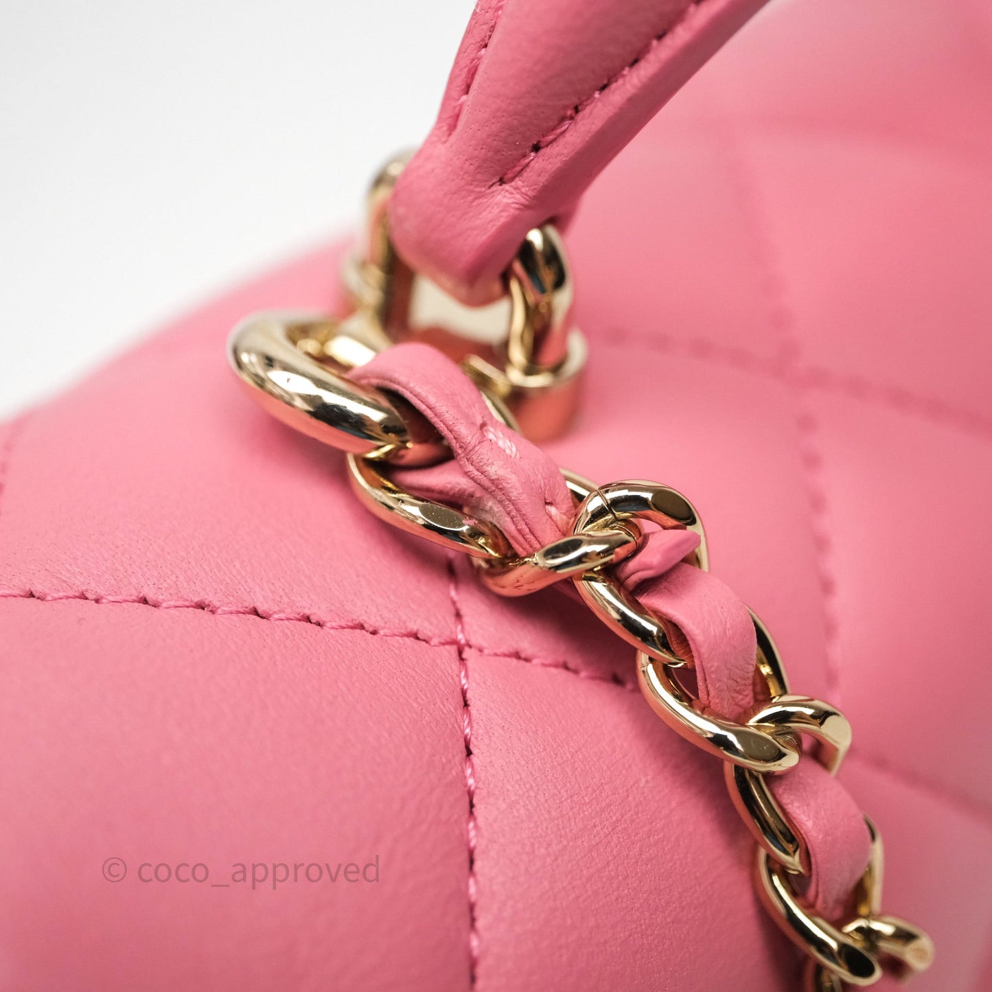Chanel Top Handle Mini Rectangular Flap Pink Lambskin Gold Hardware