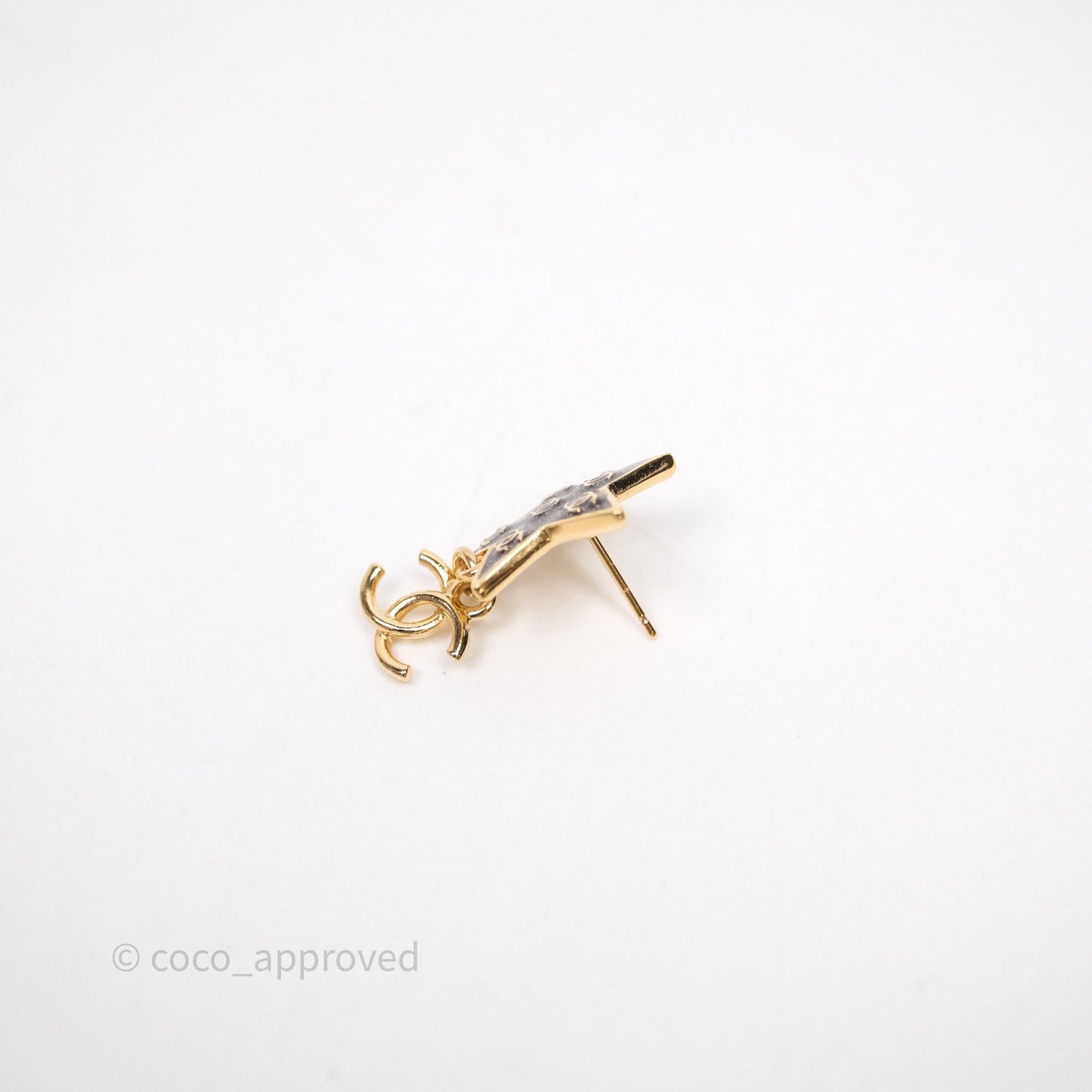 Chanel Star Drop CC Earrings Gold Tone 24C