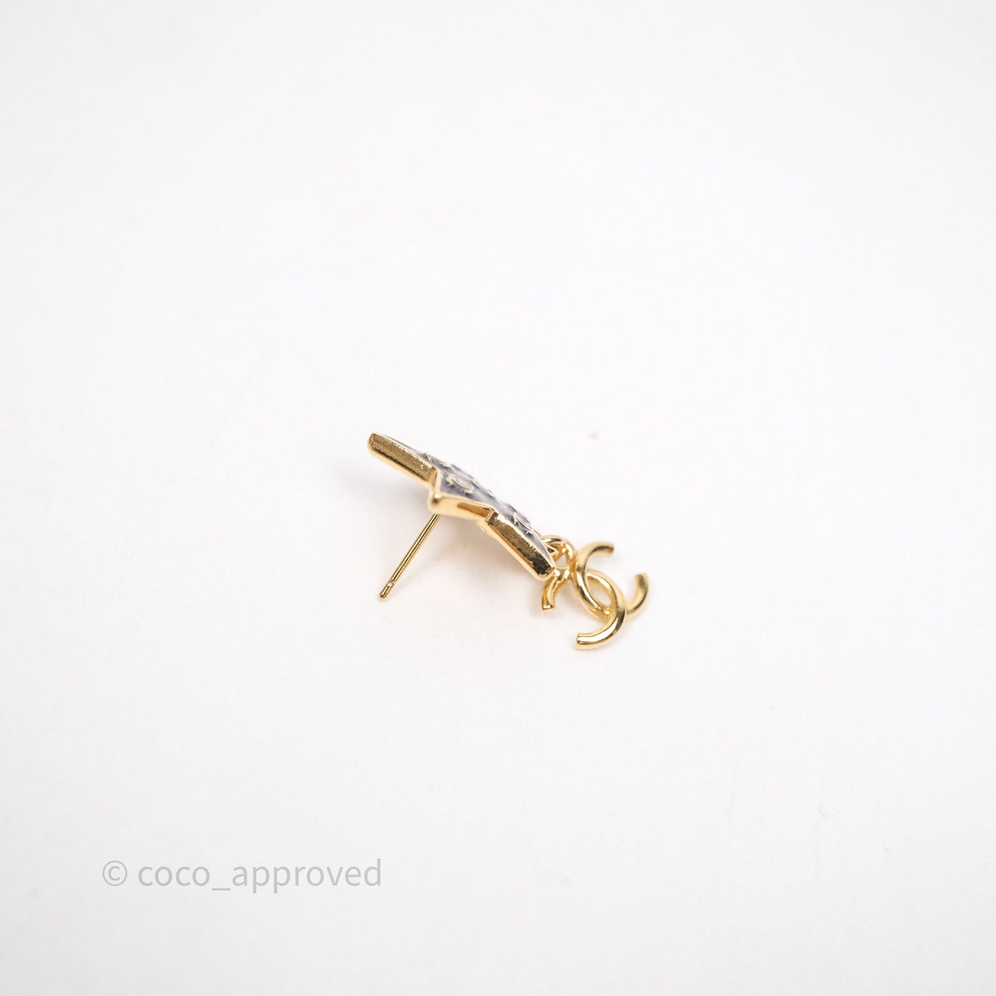 Chanel Star Drop CC Earrings Gold Tone 24C