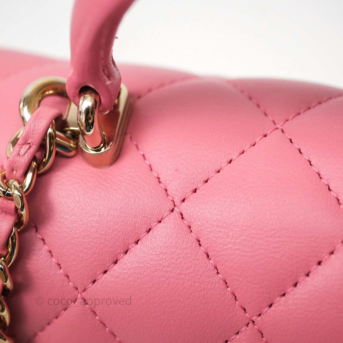 Chanel Top Handle Mini Rectangular Flap Pink Lambskin Gold Hardware