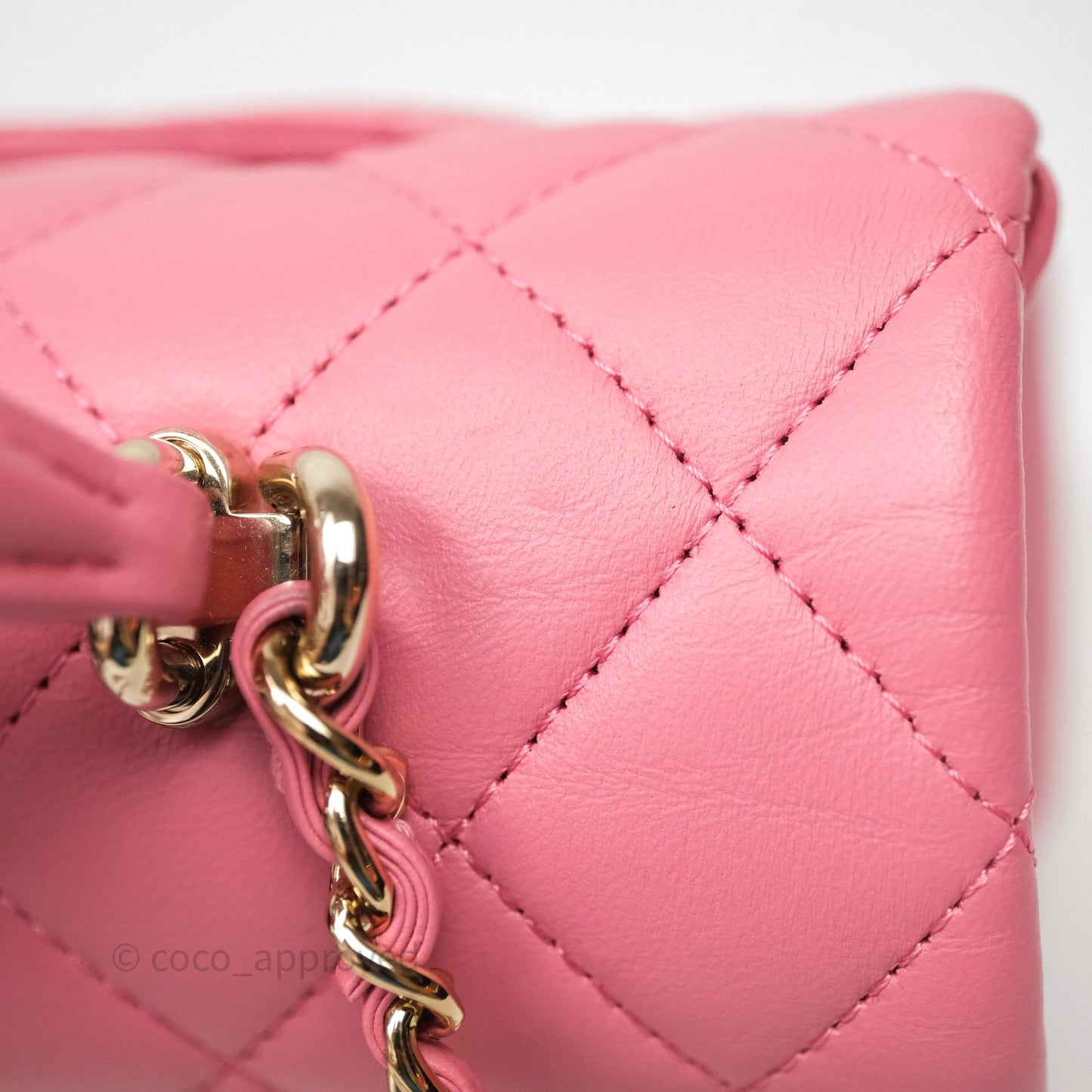 Chanel Top Handle Mini Rectangular Flap Pink Lambskin Gold Hardware