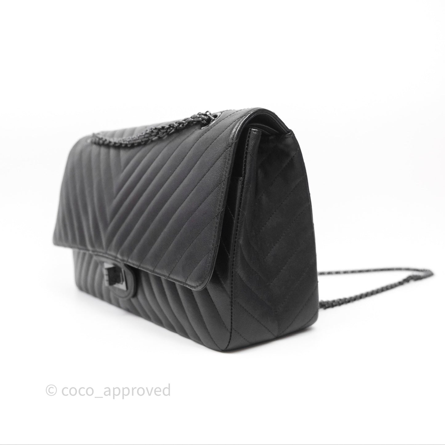 Chanel Reissue 227 Chevron So Black Calfskin
