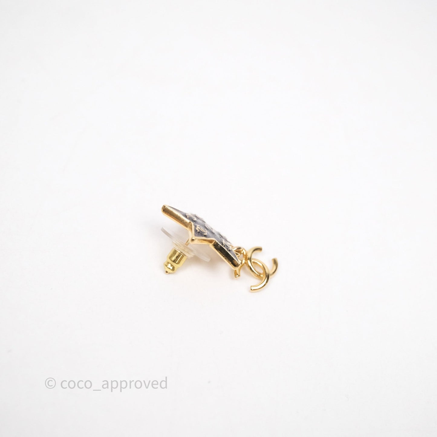Chanel Star Drop CC Earrings Gold Tone 24C