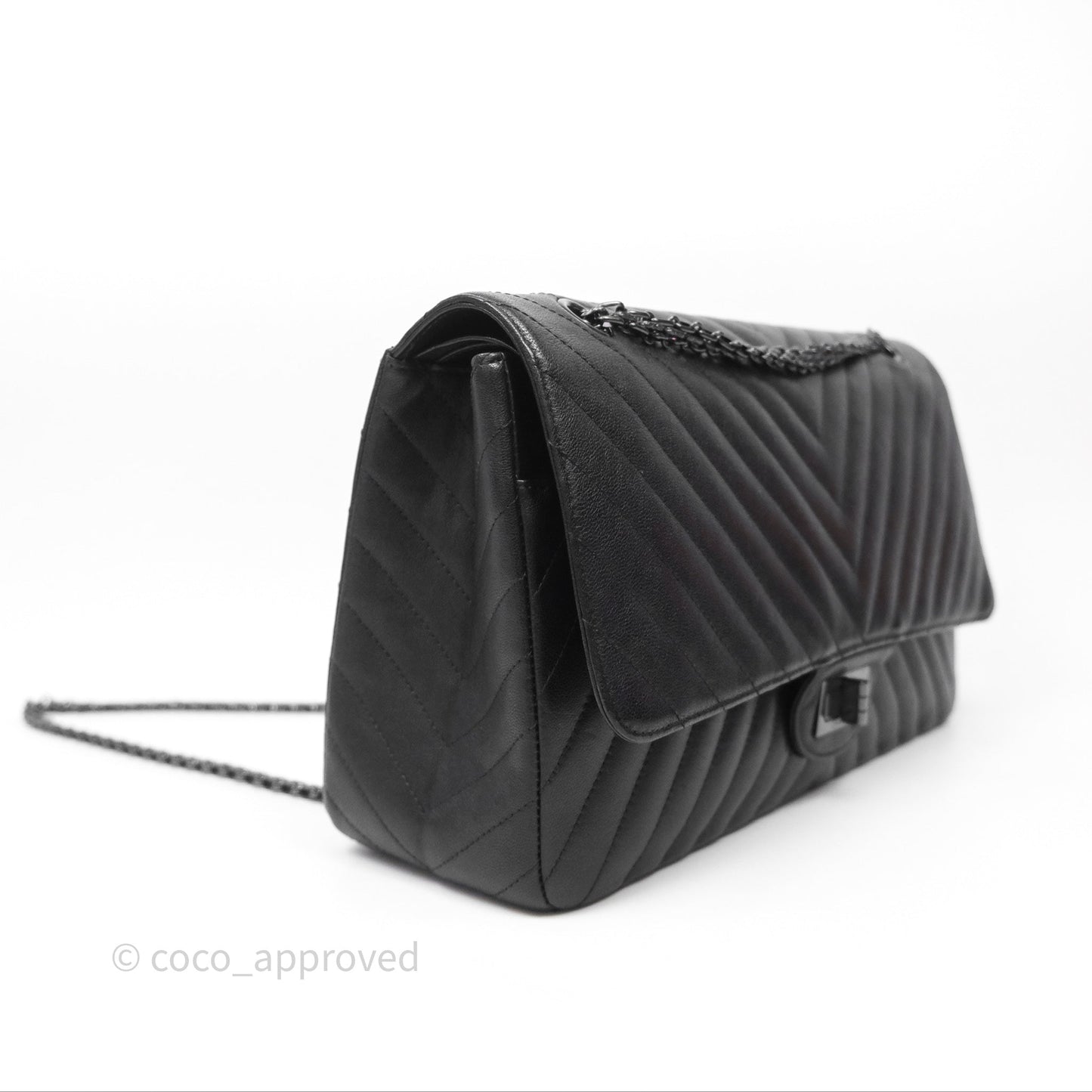 Chanel Reissue 227 Chevron So Black Calfskin