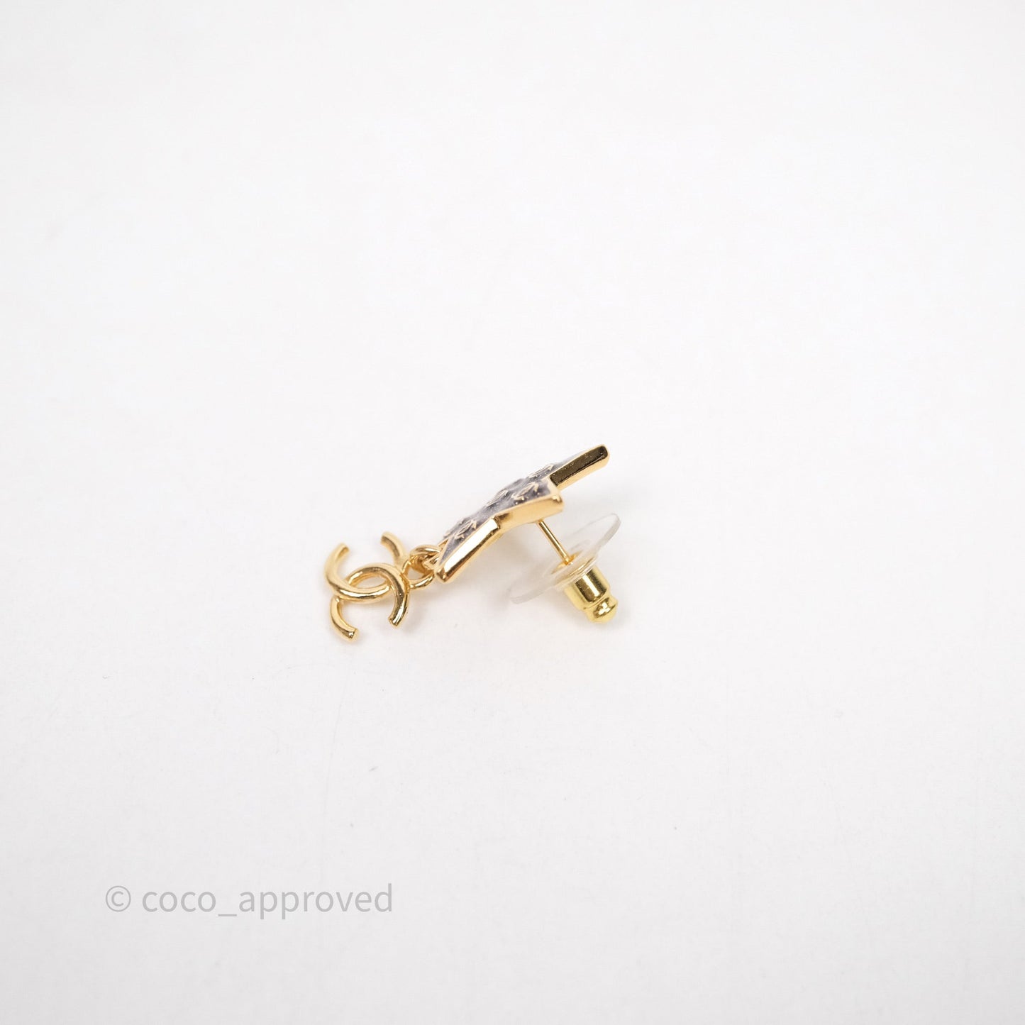 Chanel Star Drop CC Earrings Gold Tone 24C