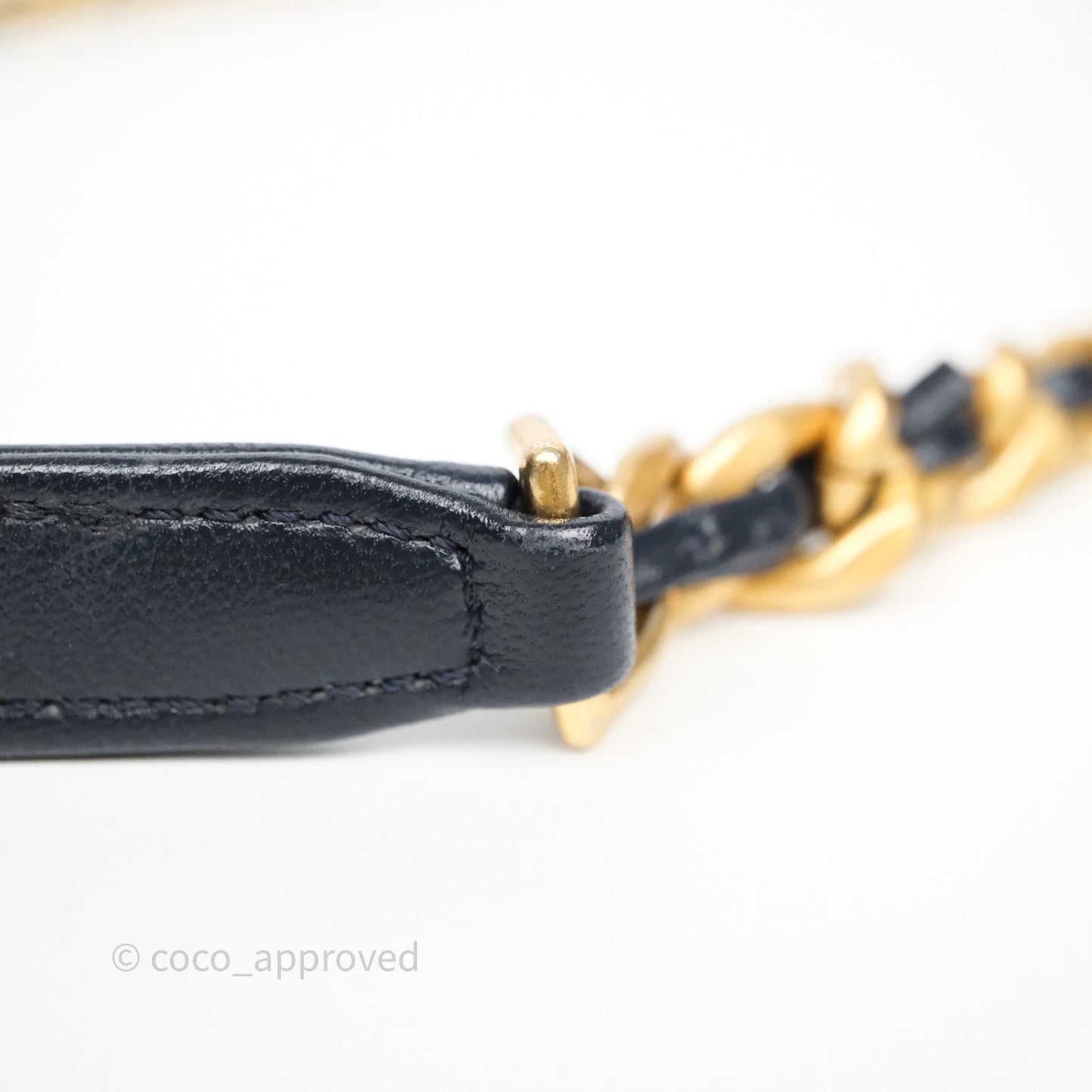 Chanel Quilted Entwined Chain Bag Navy Lambskin Aged Gold Hardware 21P