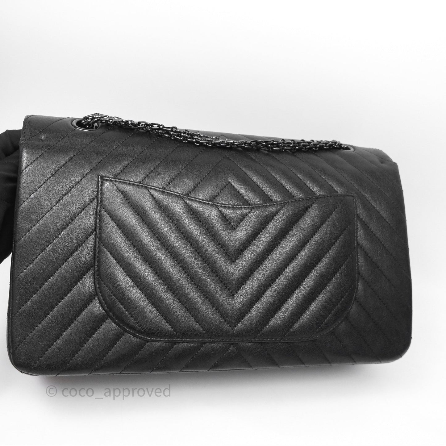 Chanel Reissue 227 Chevron So Black Calfskin