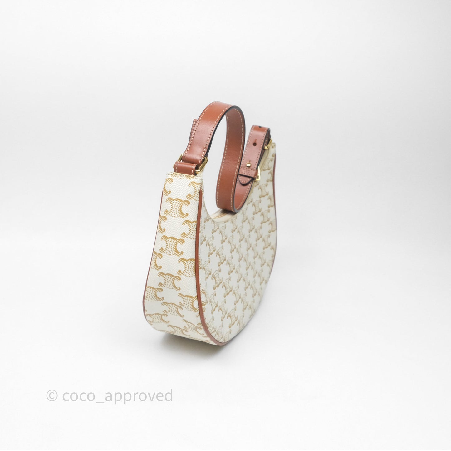 Celine Ava Bag In Triomphe Canvas Calfskin White