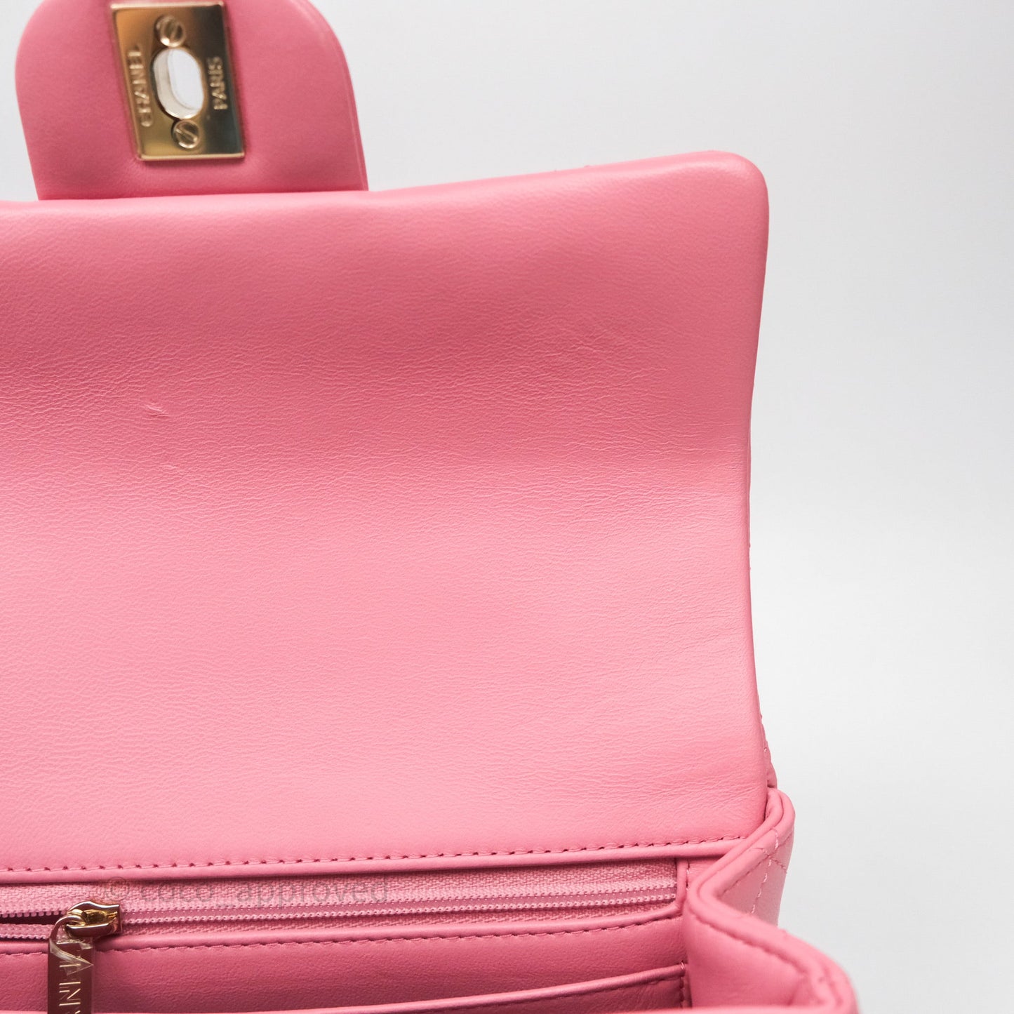 Chanel Top Handle Mini Rectangular Flap Pink Lambskin Gold Hardware