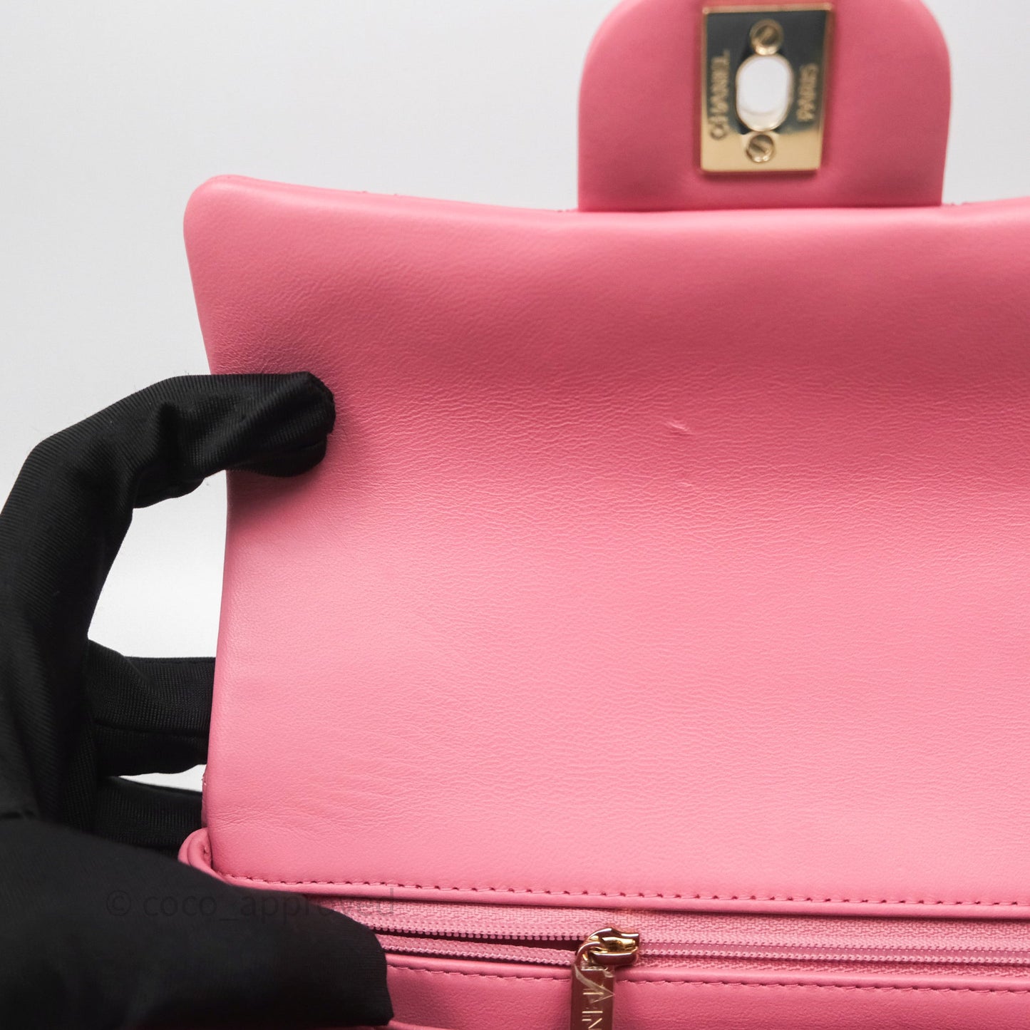 Chanel Top Handle Mini Rectangular Flap Pink Lambskin Gold Hardware