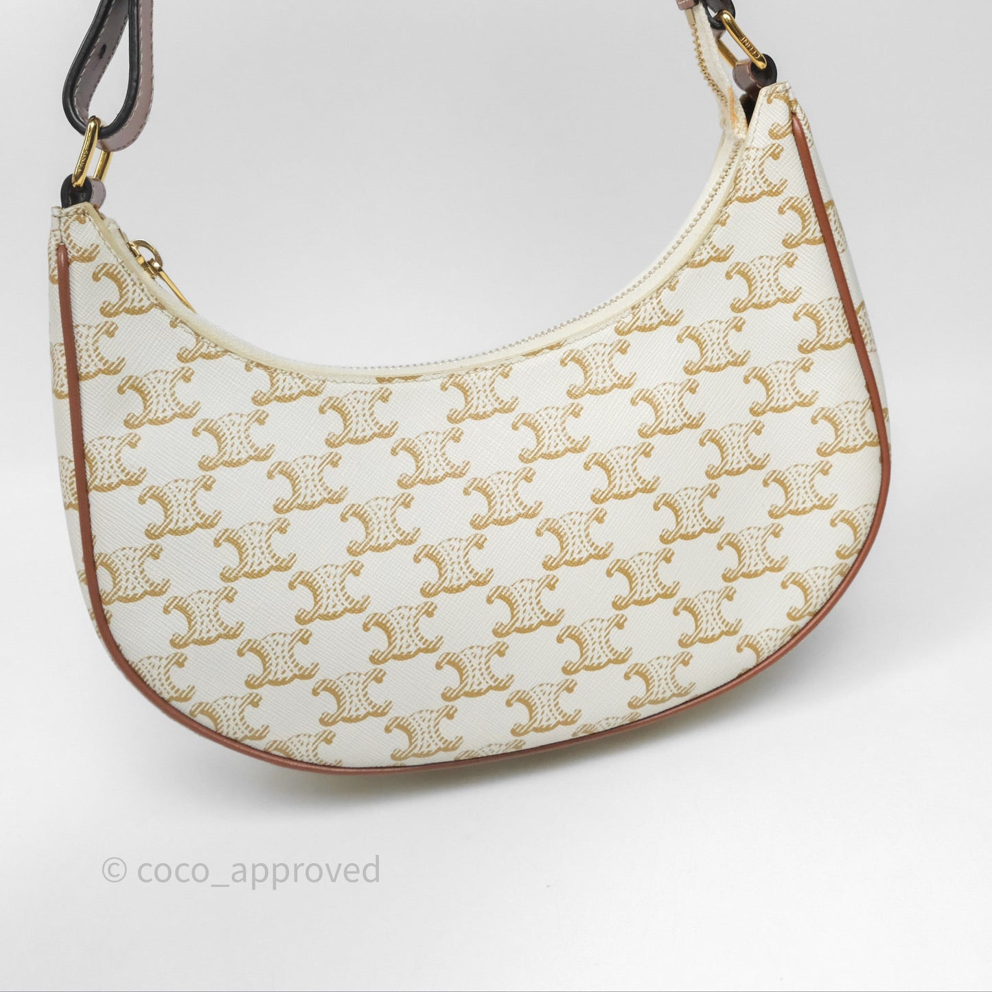 Celine Ava Bag In Triomphe Canvas Calfskin White