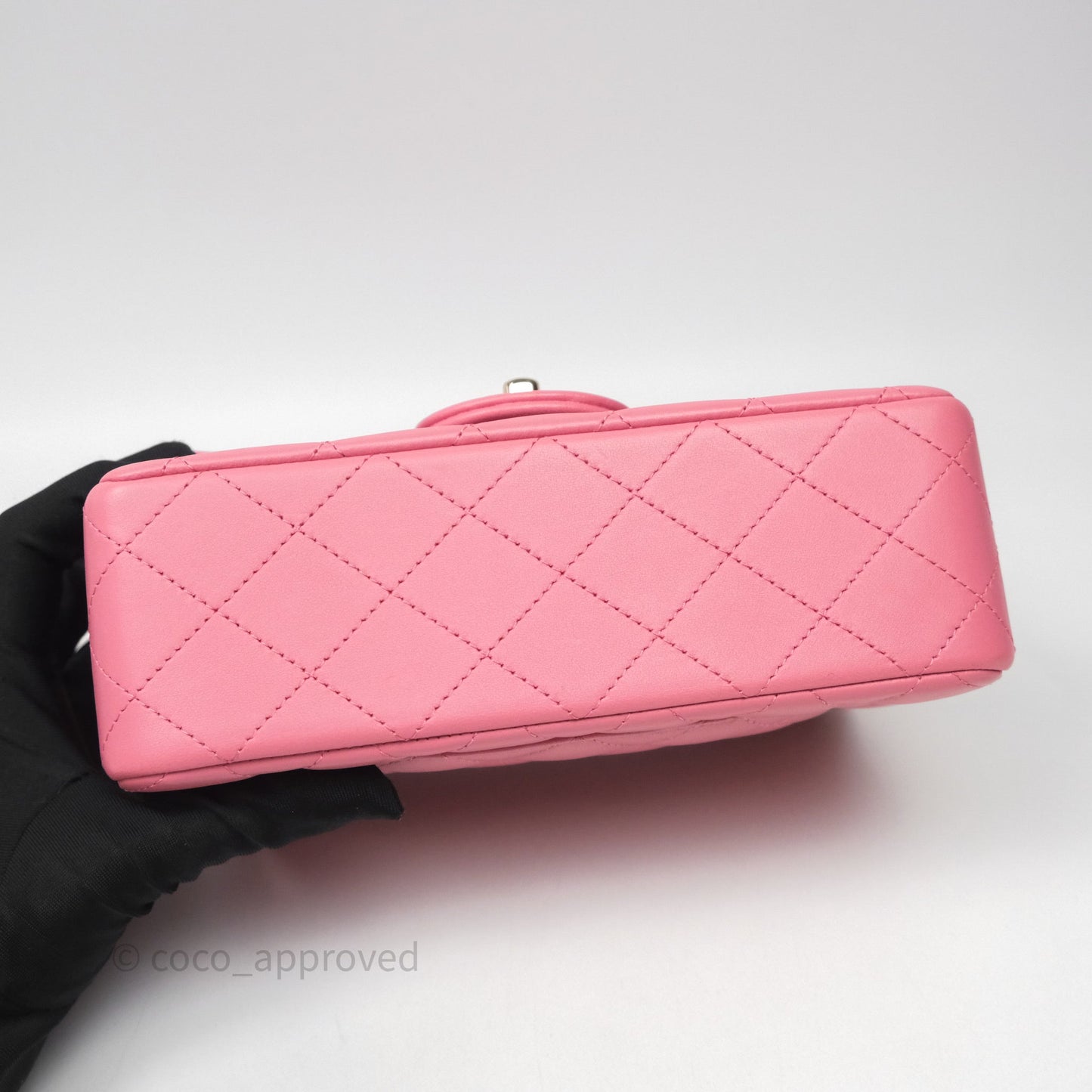 Chanel Top Handle Mini Rectangular Flap Pink Lambskin Gold Hardware