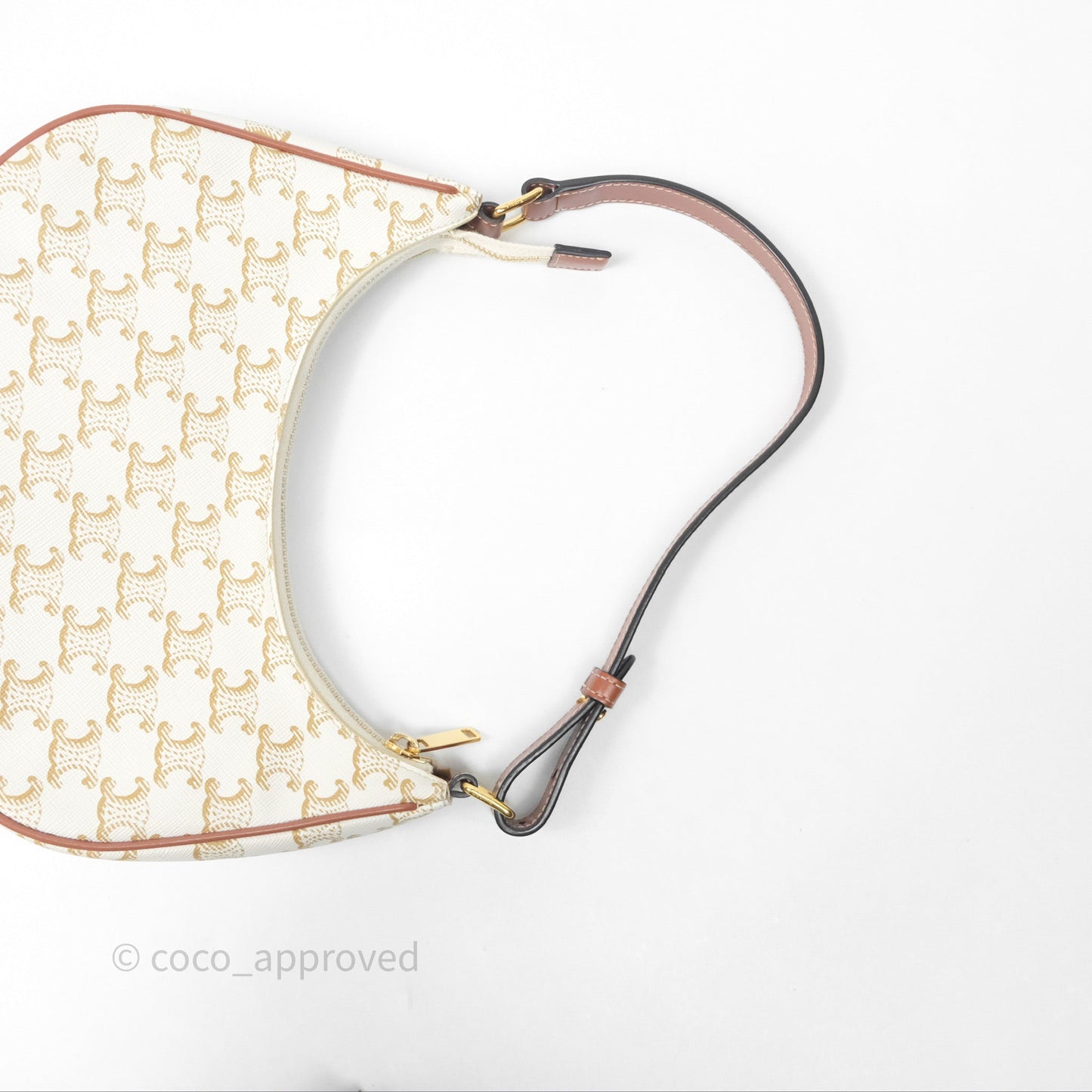 Celine Ava Bag In Triomphe Canvas Calfskin White