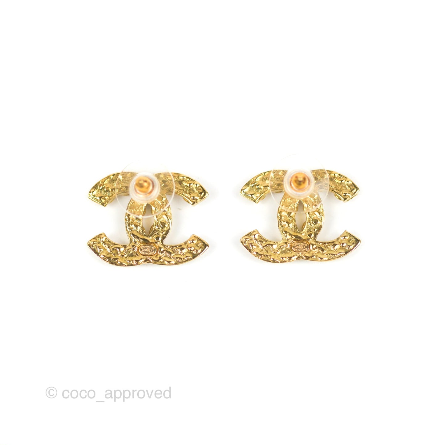 Chanel Crystal CC Earrings Gold Tone 20S