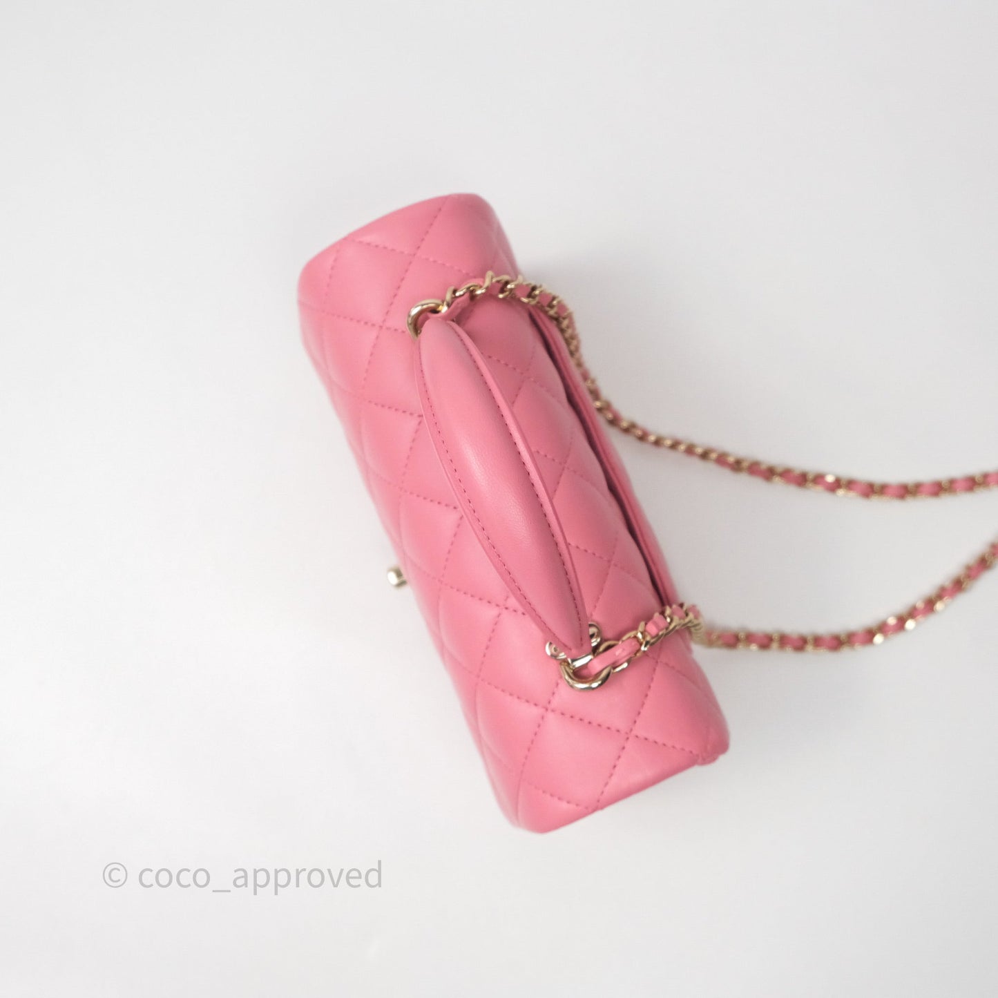 Chanel Top Handle Mini Rectangular Flap Pink Lambskin Gold Hardware