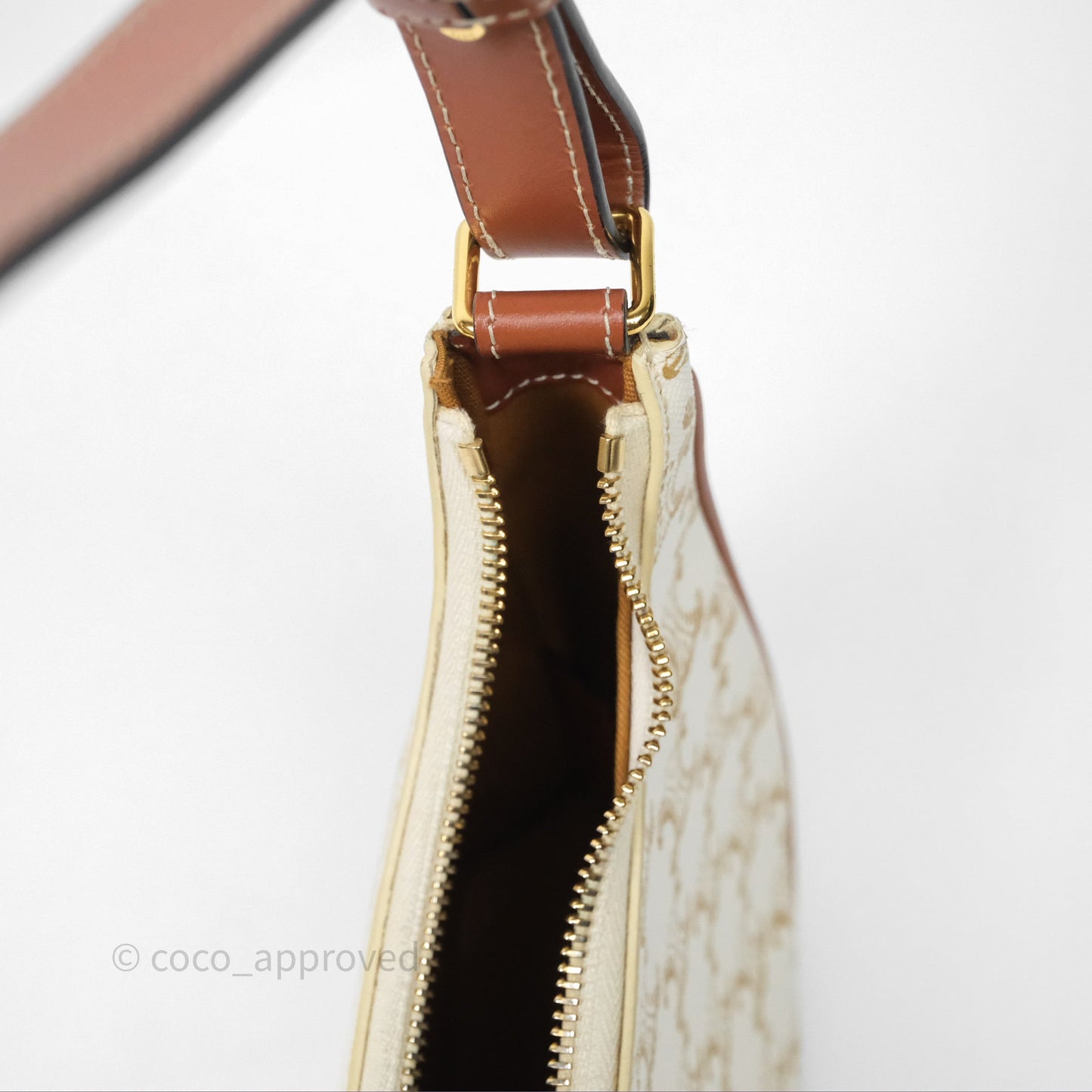 Celine Ava Bag In Triomphe Canvas Calfskin White