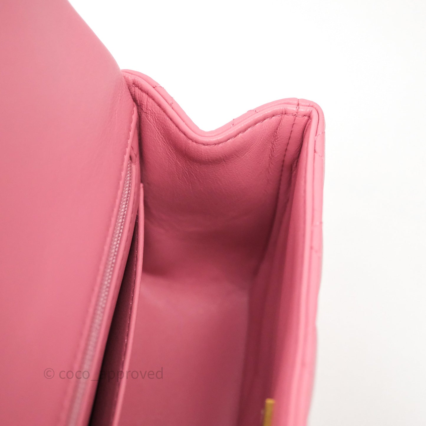 Chanel Top Handle Mini Rectangular Flap Pink Lambskin Gold Hardware