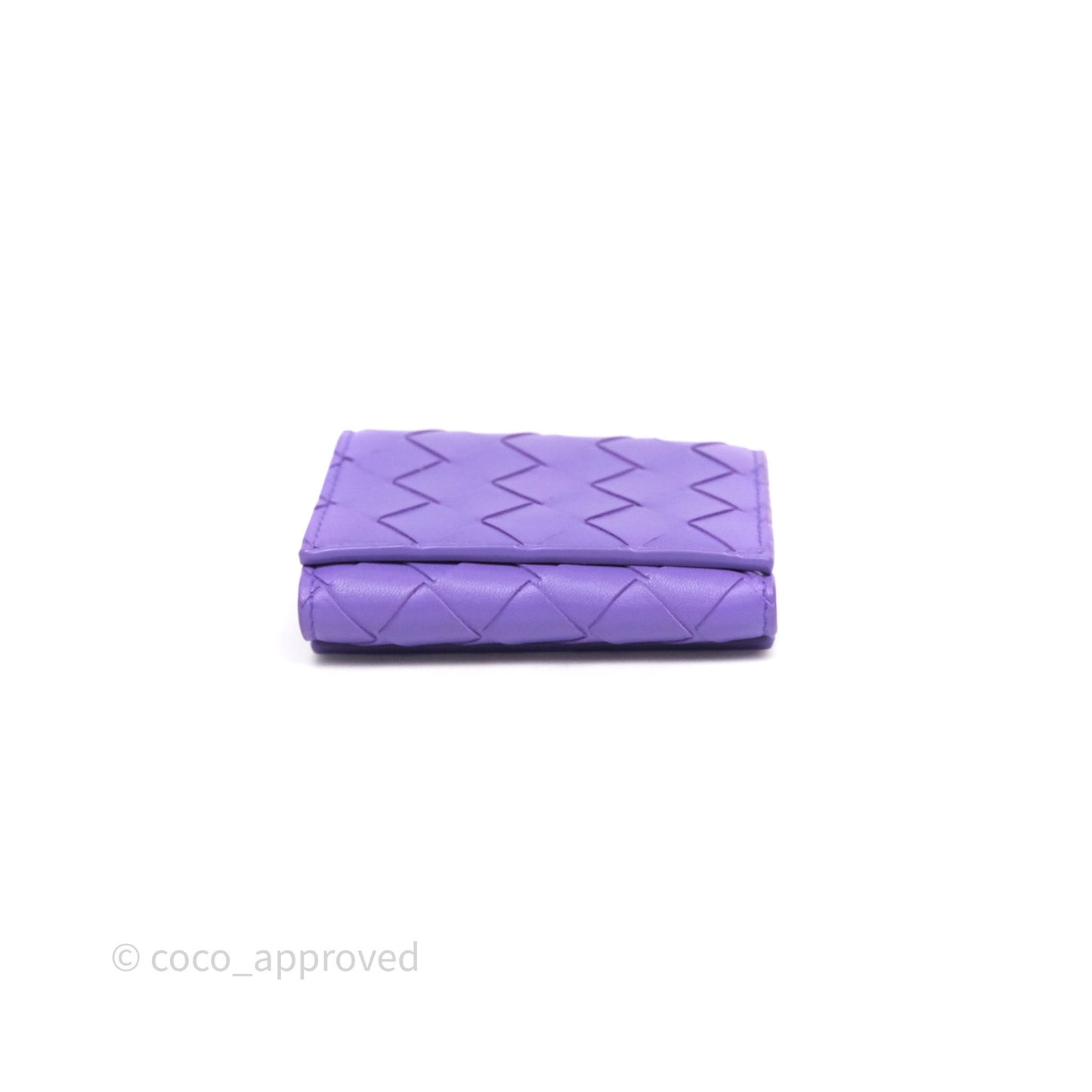 Bottega Veneta Purple Small Intrecciato Tri-Fold Zip Wallet