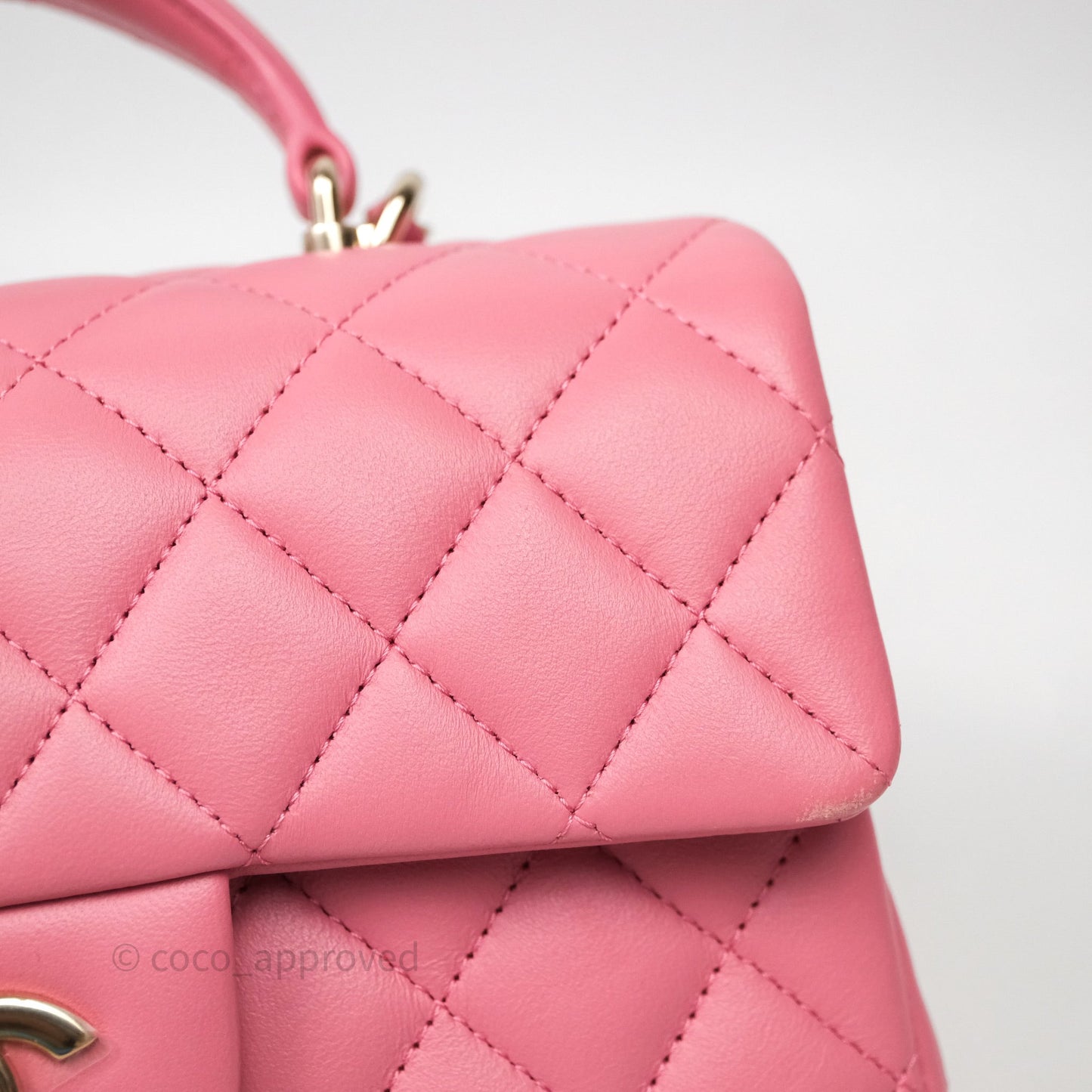 Chanel Top Handle Mini Rectangular Flap Pink Lambskin Gold Hardware