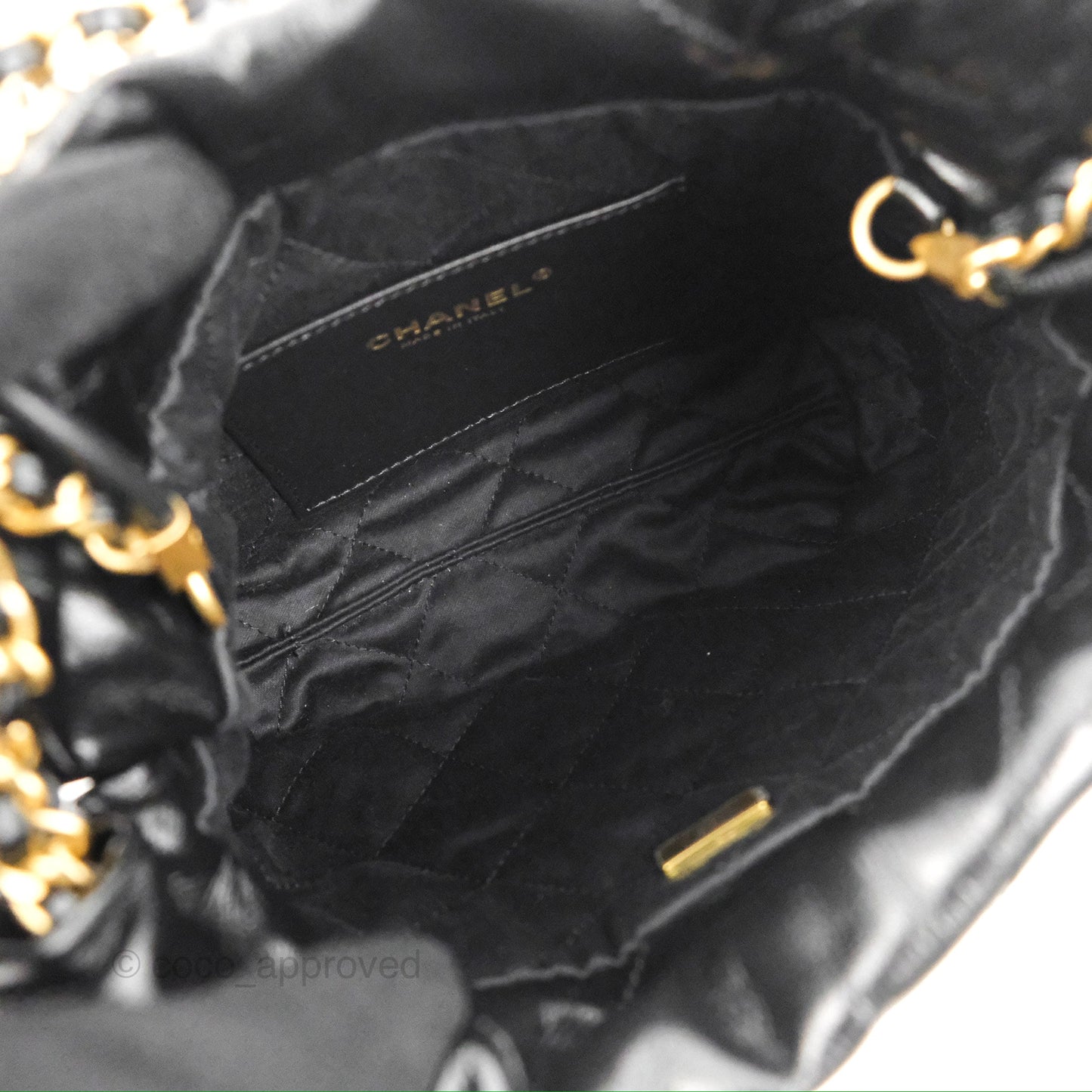Chanel 22 Mini Bag Black Crumpled Calfskin