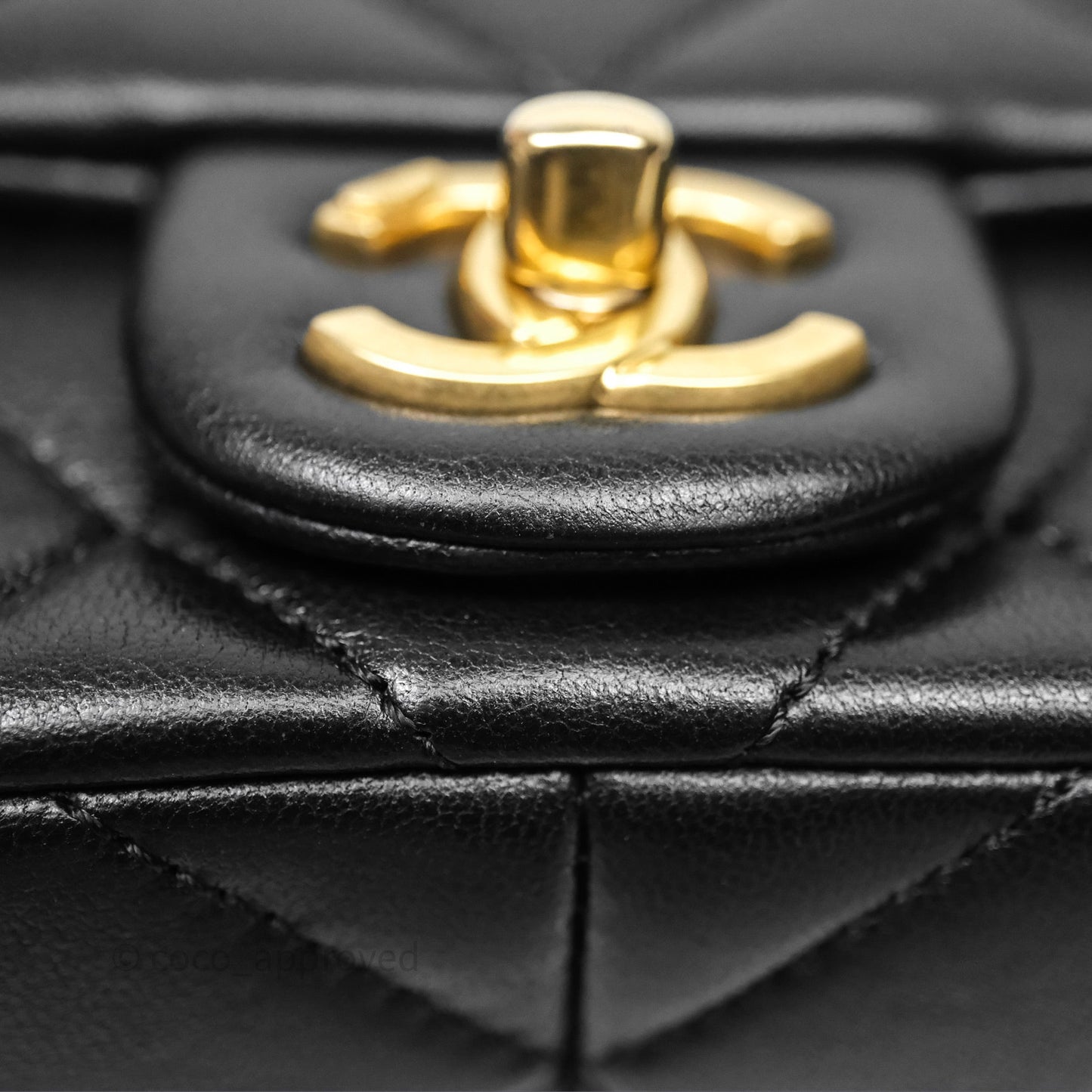 Chanel Mini Flap Bag With Pearl Black Lambskin Aged Gold Hardware