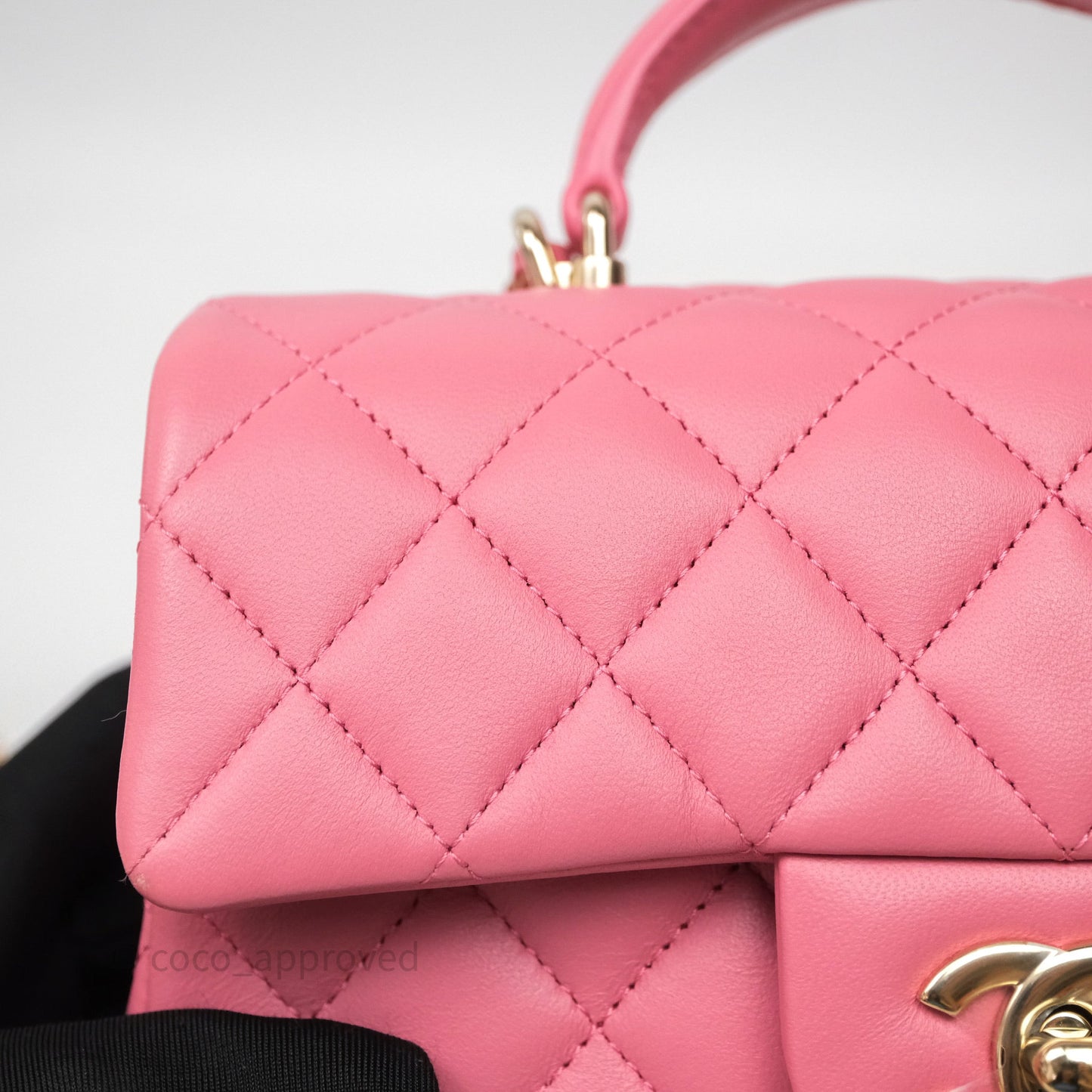 Chanel Top Handle Mini Rectangular Flap Pink Lambskin Gold Hardware