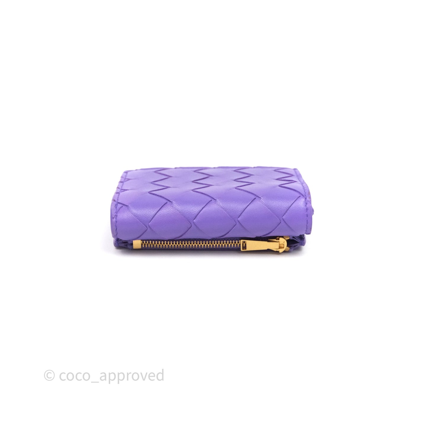 Bottega Veneta Purple Small Intrecciato Tri-Fold Zip Wallet
