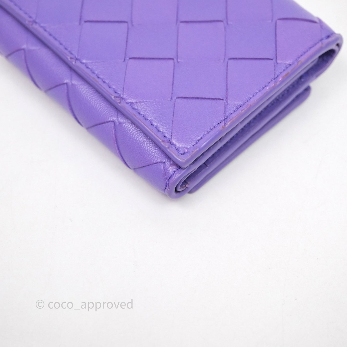 Bottega Veneta Purple Small Intrecciato Tri-Fold Zip Wallet