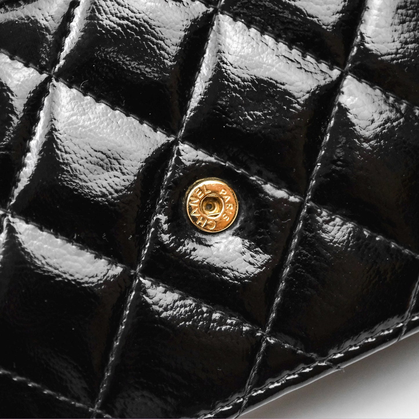 Chanel Quilted CC Logo Wallet On Chain Black Shiny Crumpled Calfskin Aged Gold Hardware