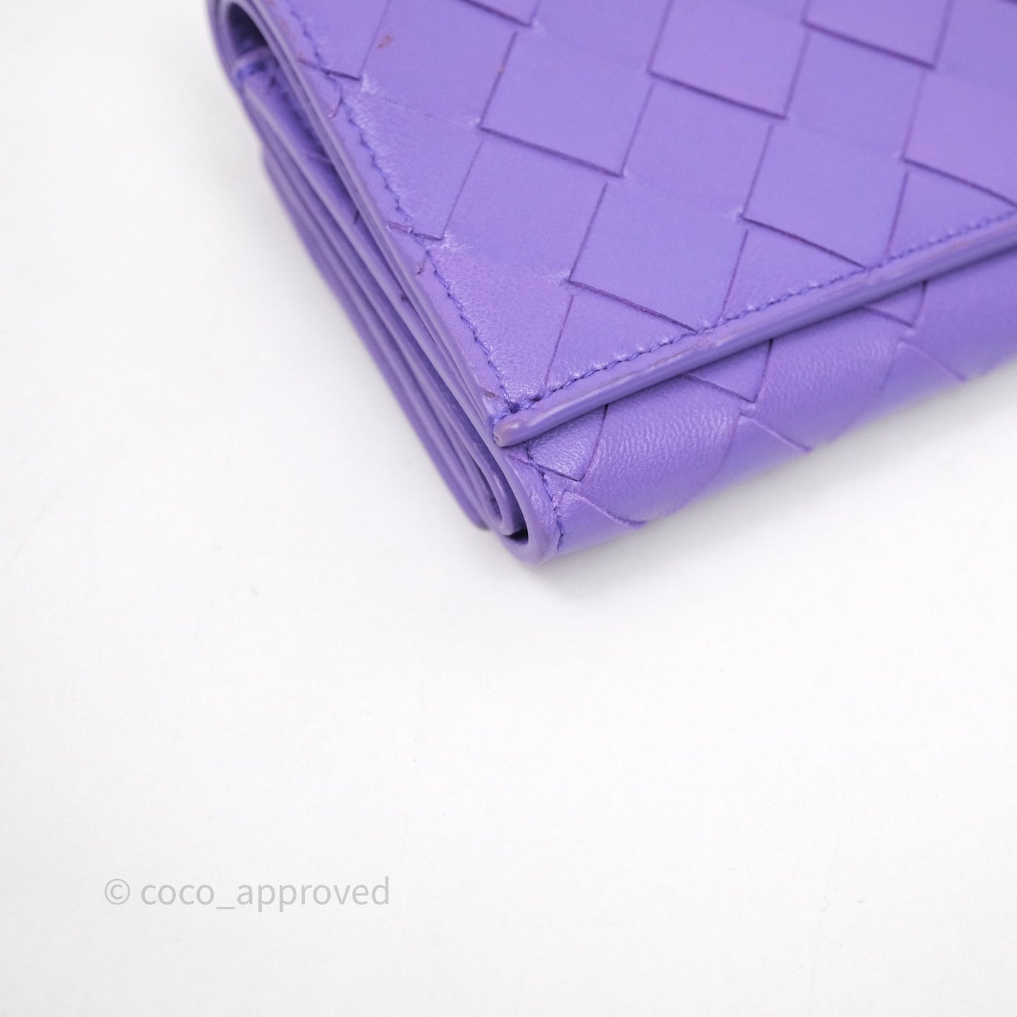 Bottega Veneta Purple Small Intrecciato Tri-Fold Zip Wallet