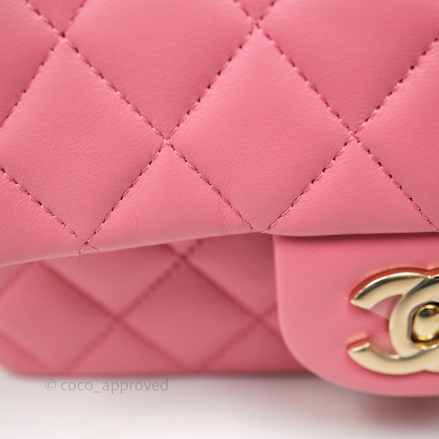 Chanel Top Handle Mini Rectangular Flap Pink Lambskin Gold Hardware