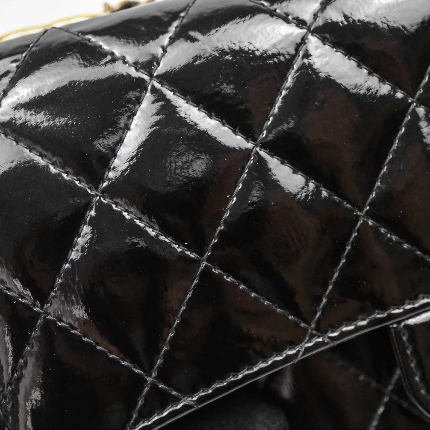 Chanel Quilted CC Logo Wallet On Chain Black Shiny Crumpled Calfskin Aged Gold Hardware