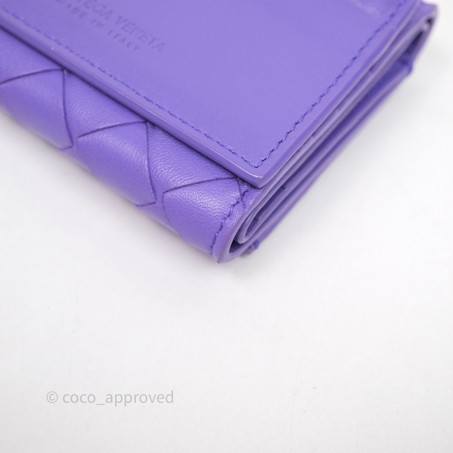 Bottega Veneta Purple Small Intrecciato Tri-Fold Zip Wallet