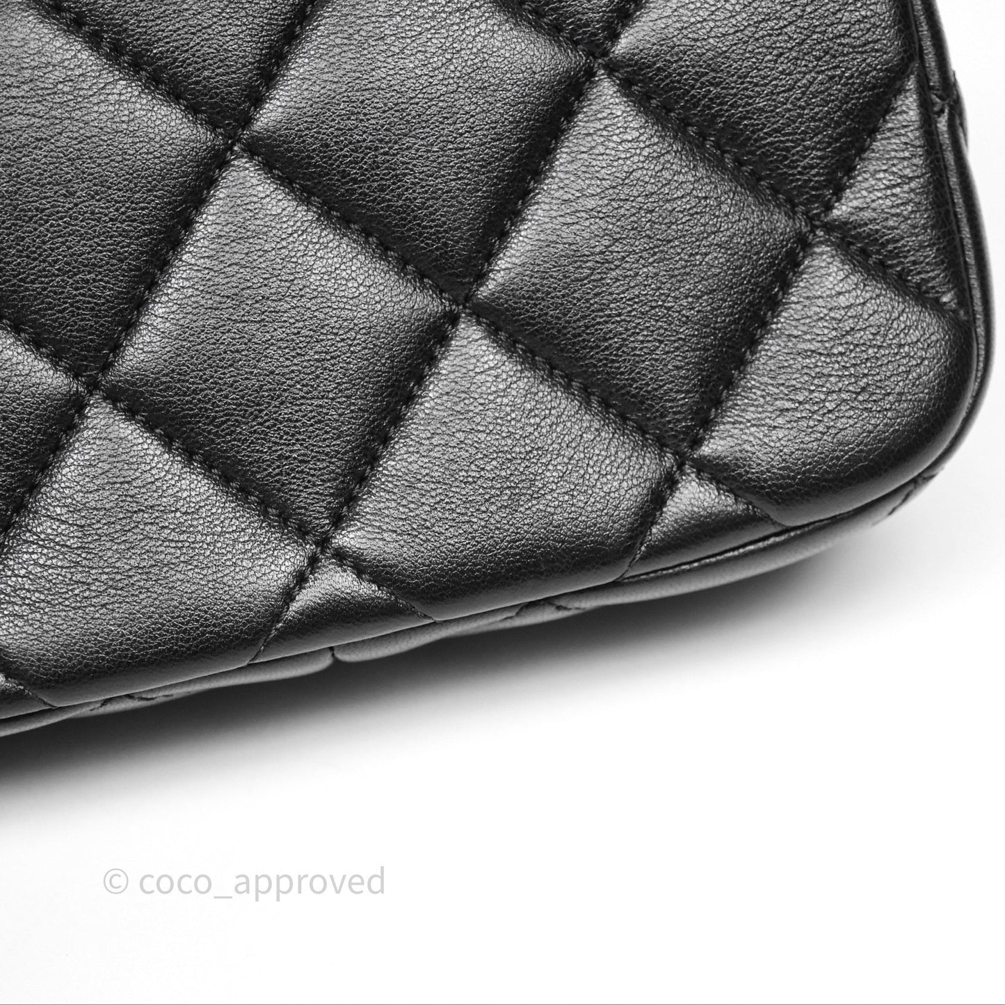 Chanel Mini Flap Bag With Pearl Black Lambskin Aged Gold Hardware