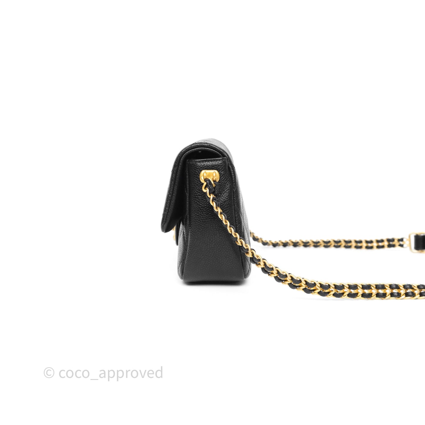 Chanel Mini Flap Bag Coin Charm Soul Chain Black Caviar Aged Gold Hardware