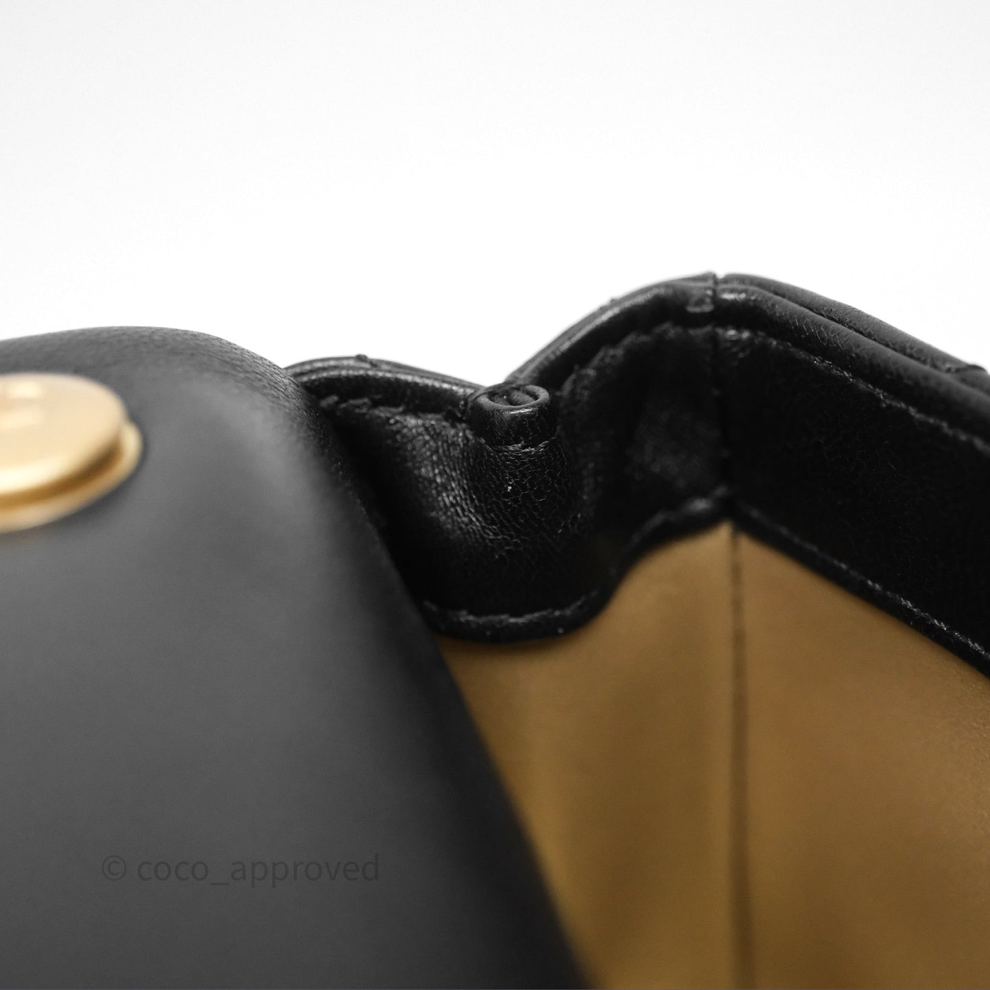 Chanel Mini Flap Bag With Pearl Black Lambskin Aged Gold Hardware