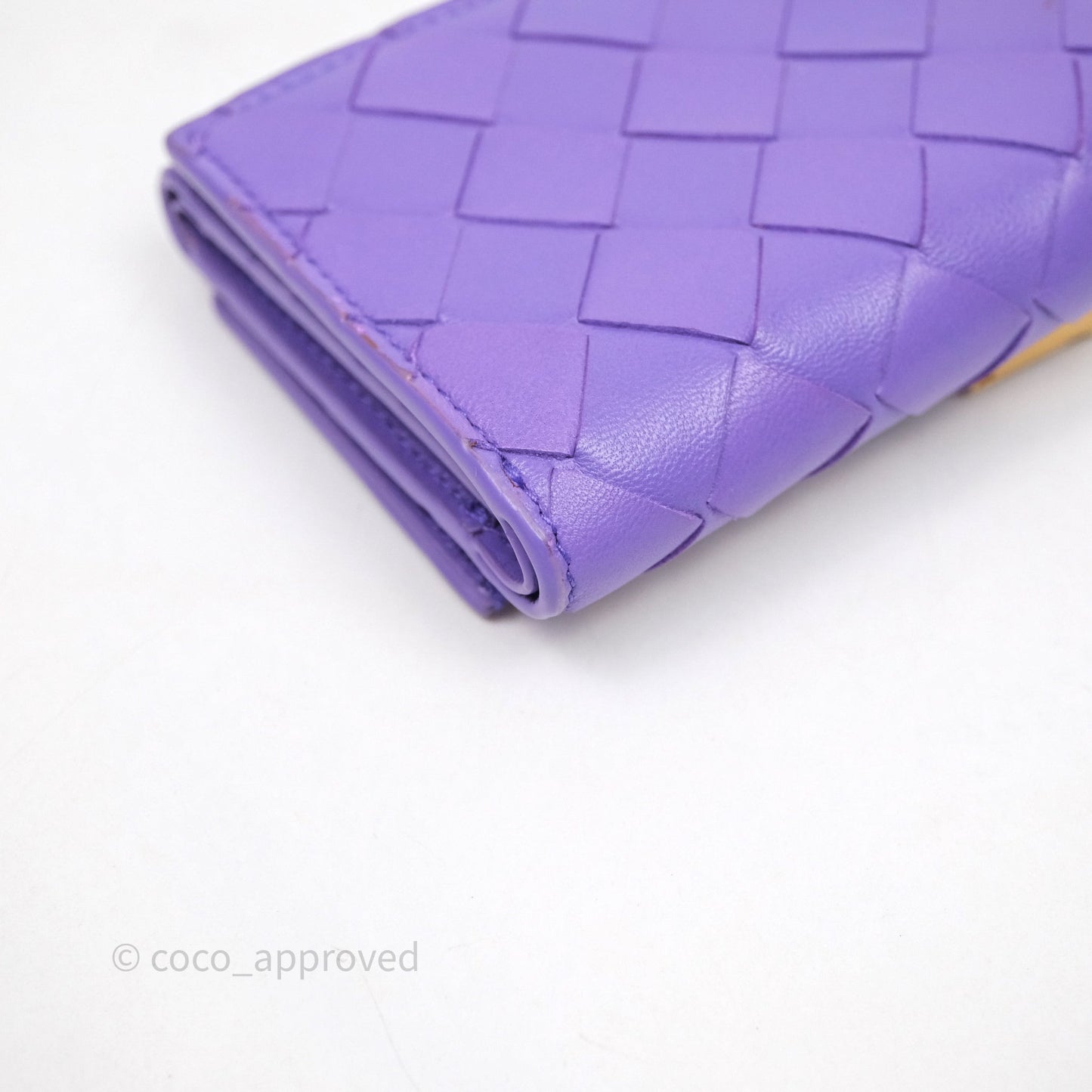Bottega Veneta Purple Small Intrecciato Tri-Fold Zip Wallet