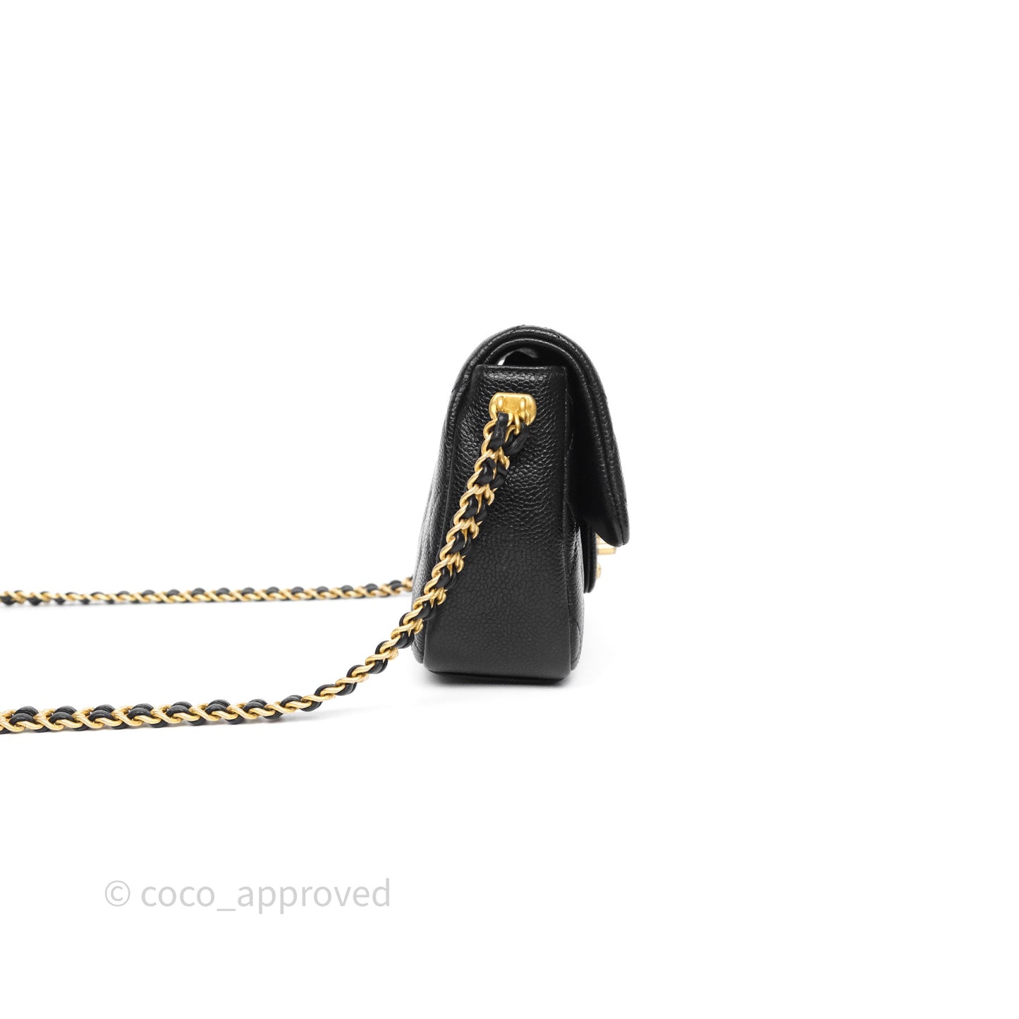 Chanel Mini Flap Bag Coin Charm Soul Chain Black Caviar Aged Gold Hardware
