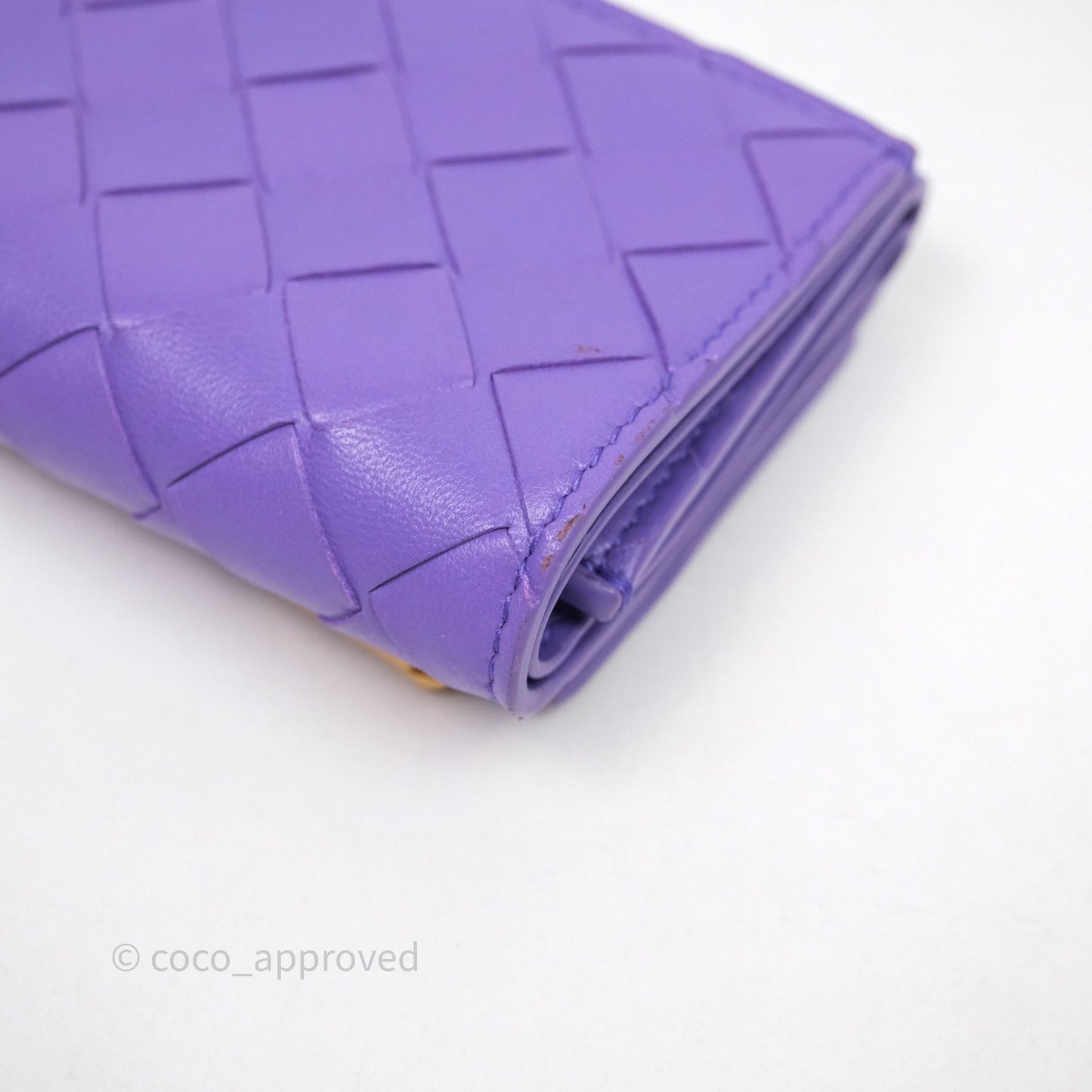 Bottega Veneta Purple Small Intrecciato Tri-Fold Zip Wallet