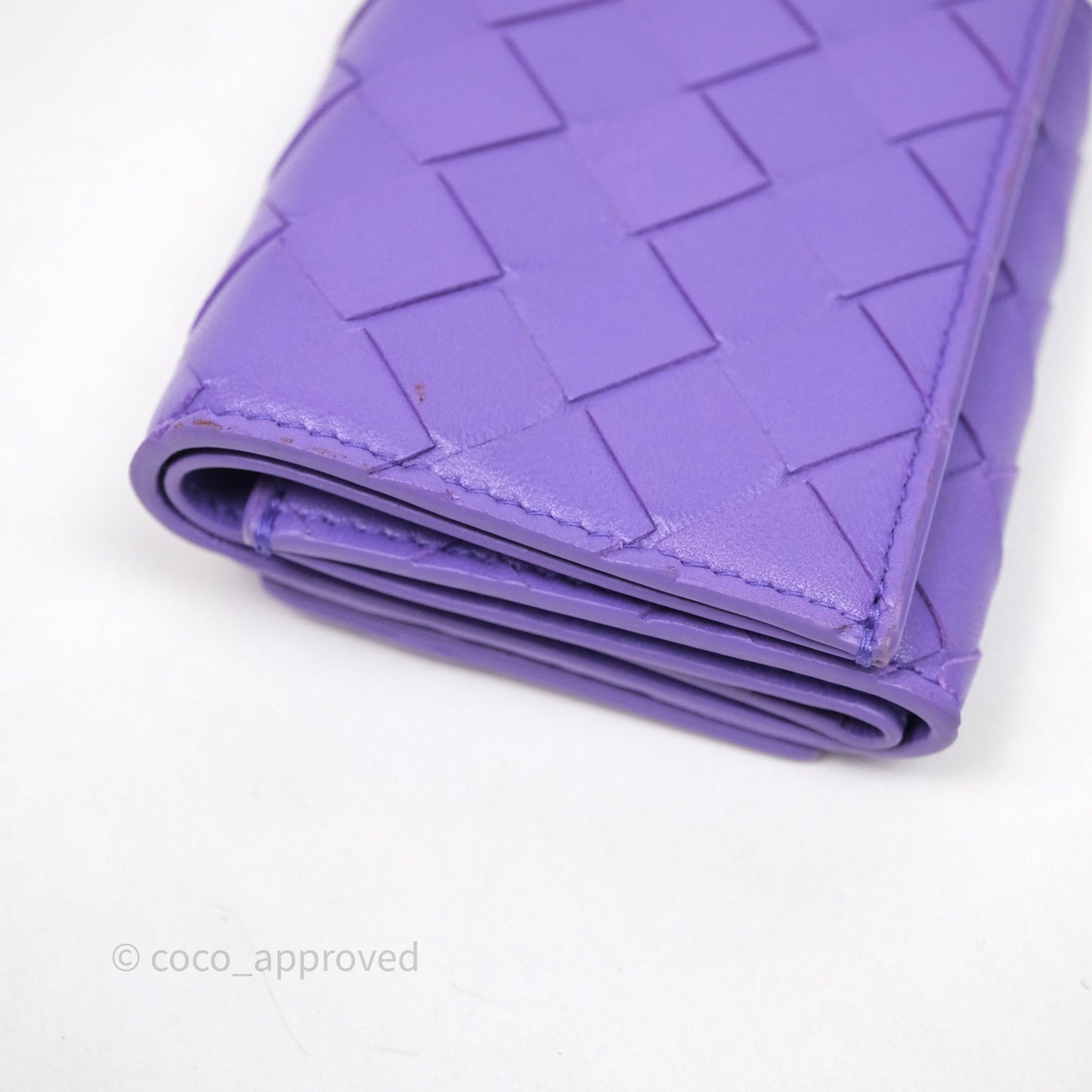 Bottega Veneta Purple Small Intrecciato Tri-Fold Zip Wallet