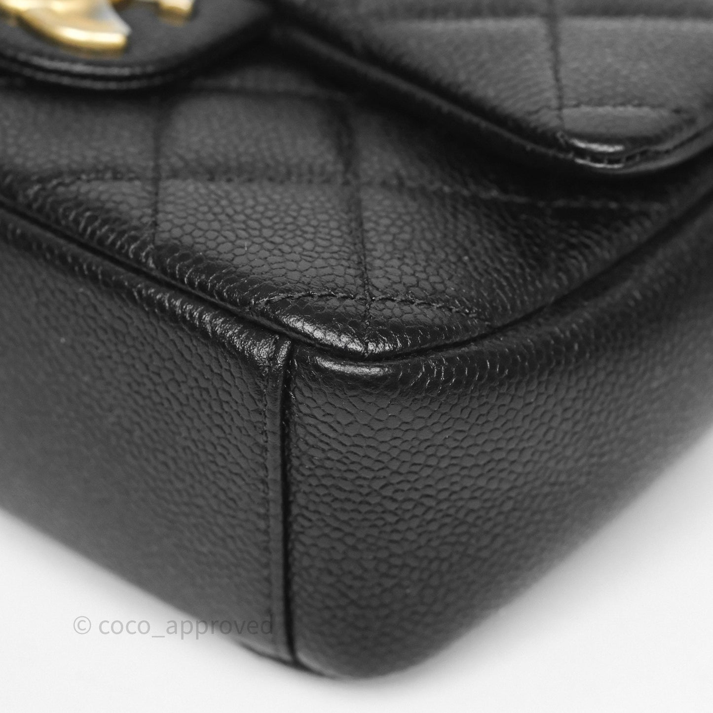 Chanel Mini Flap Bag Coin Charm Soul Chain Black Caviar Aged Gold Hardware