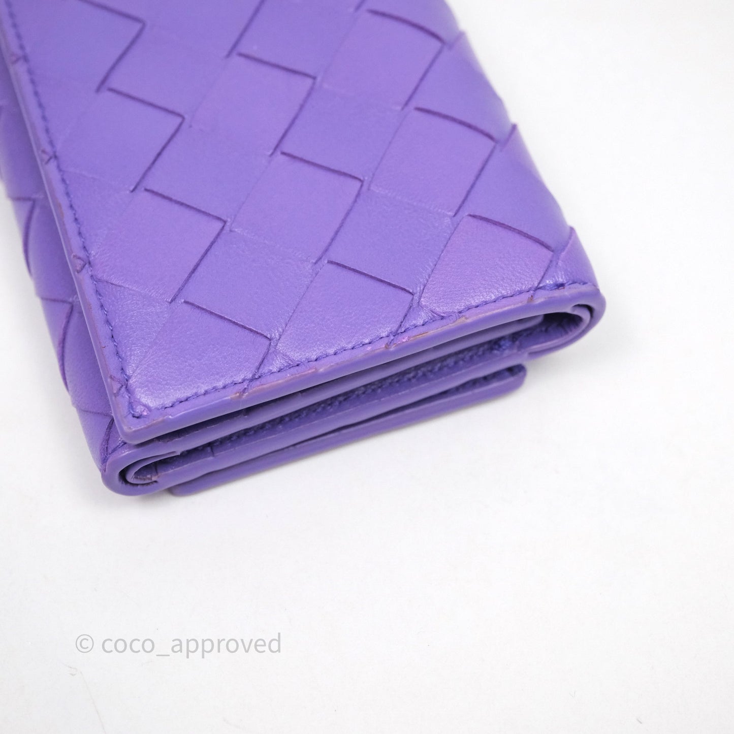 Bottega Veneta Purple Small Intrecciato Tri-Fold Zip Wallet