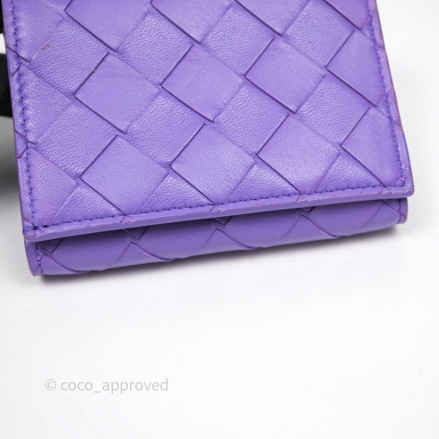 Bottega Veneta Purple Small Intrecciato Tri-Fold Zip Wallet