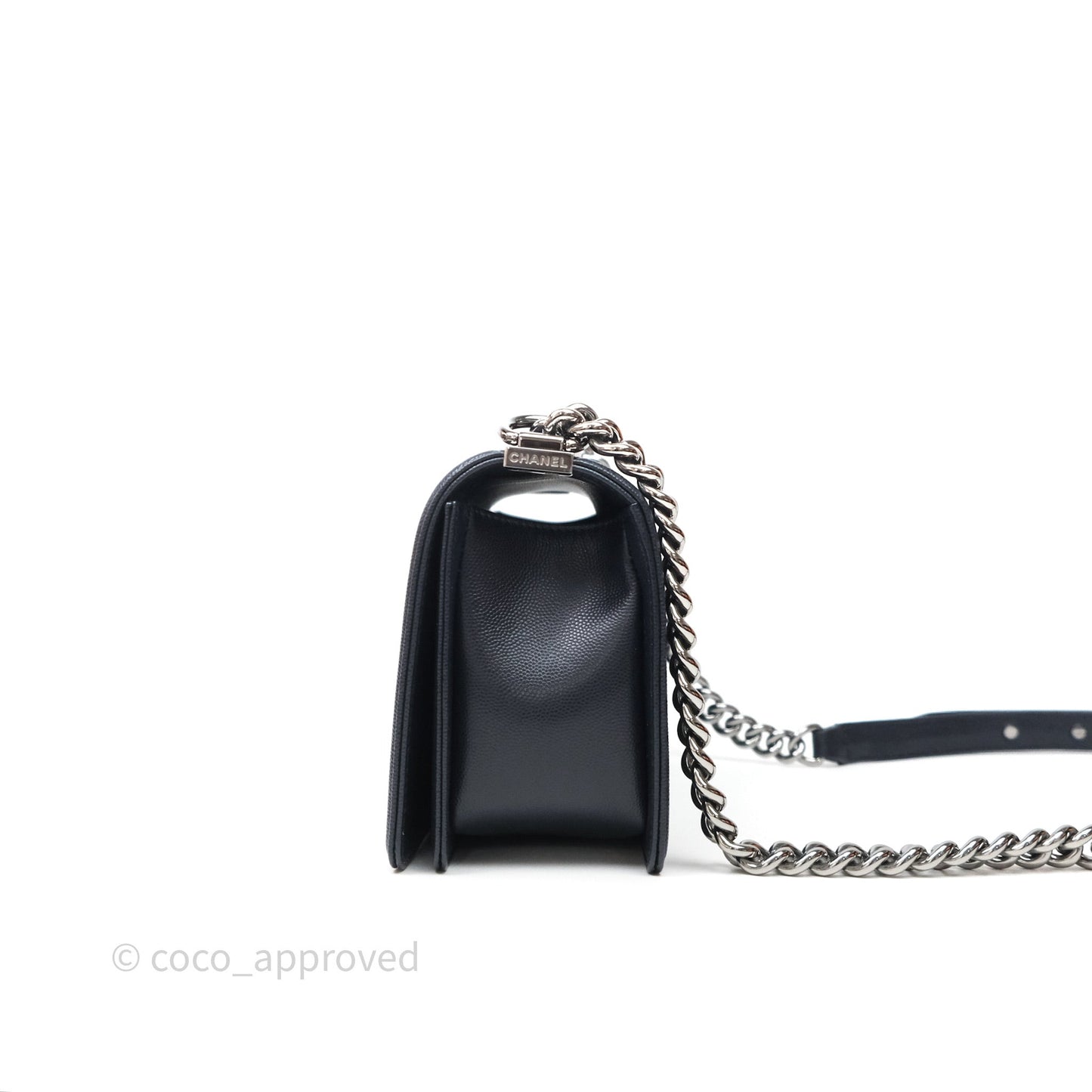 Chanel Medium Boy Chevron Dark Navy Caviar Silver Hardware