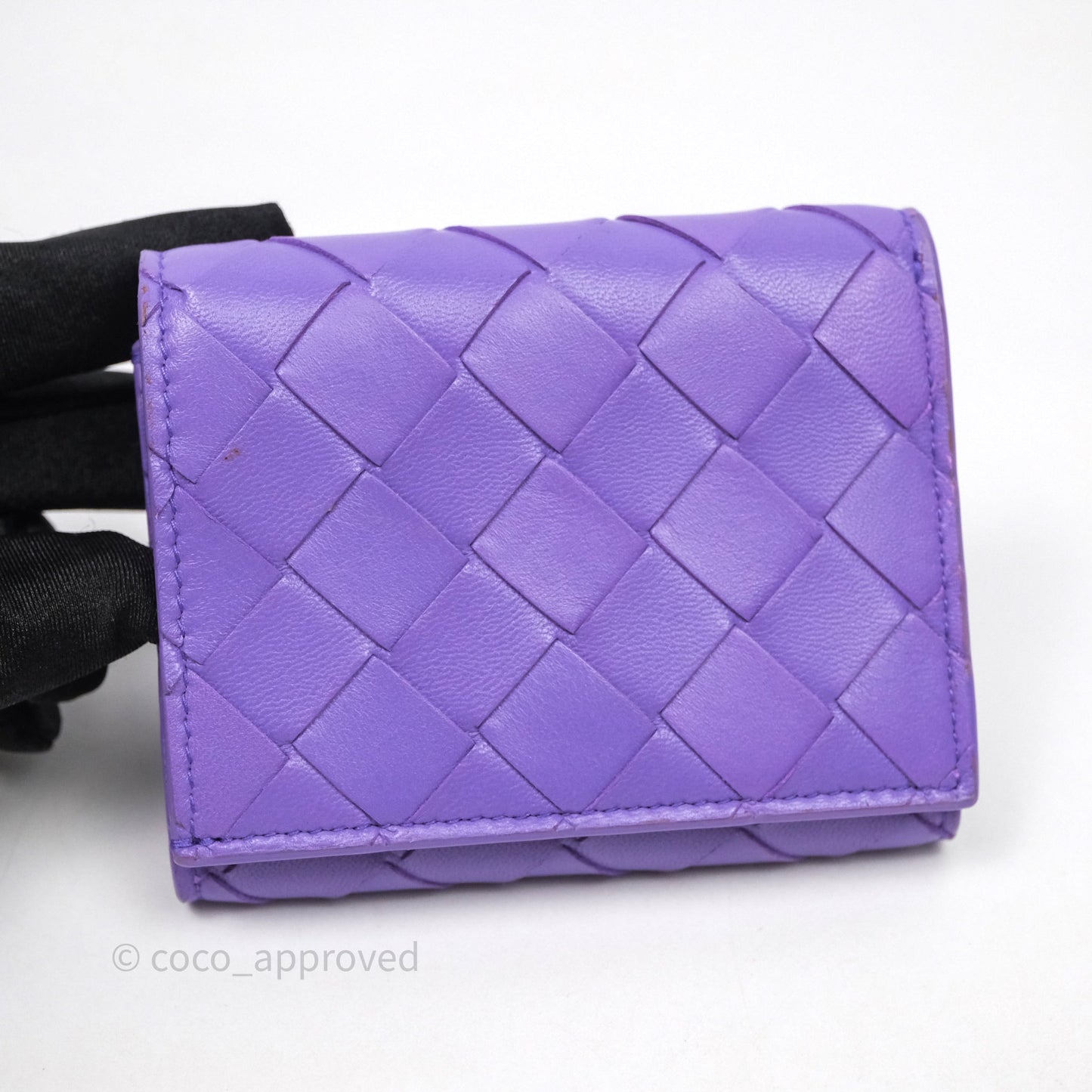 Bottega Veneta Purple Small Intrecciato Tri-Fold Zip Wallet
