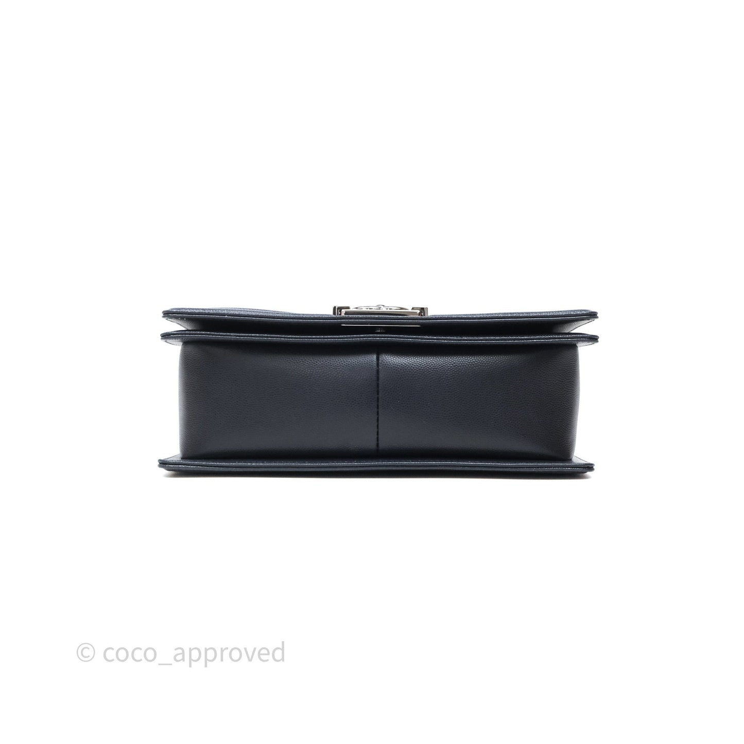 Chanel Medium Boy Chevron Dark Navy Caviar Silver Hardware