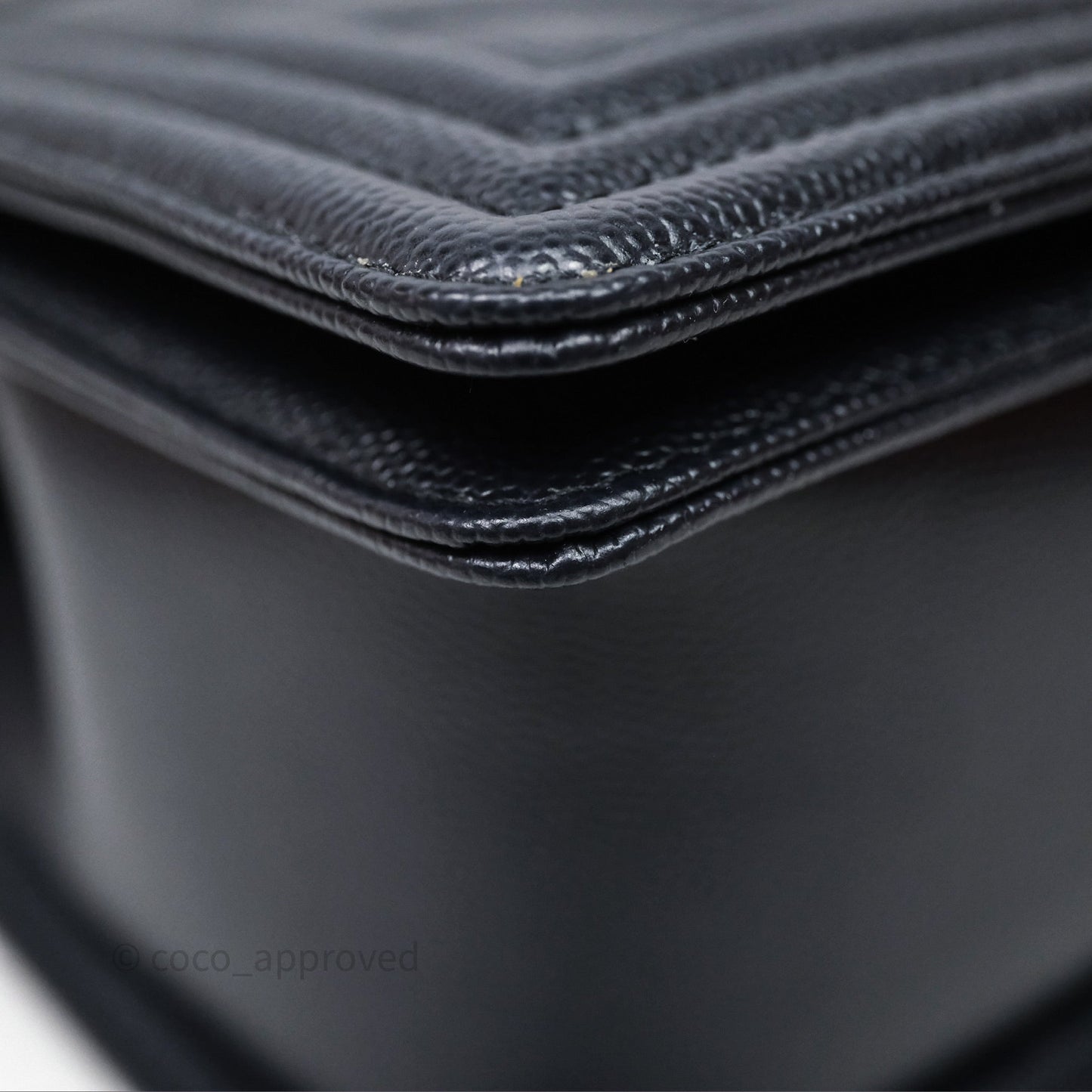Chanel Medium Boy Chevron Dark Navy Caviar Silver Hardware