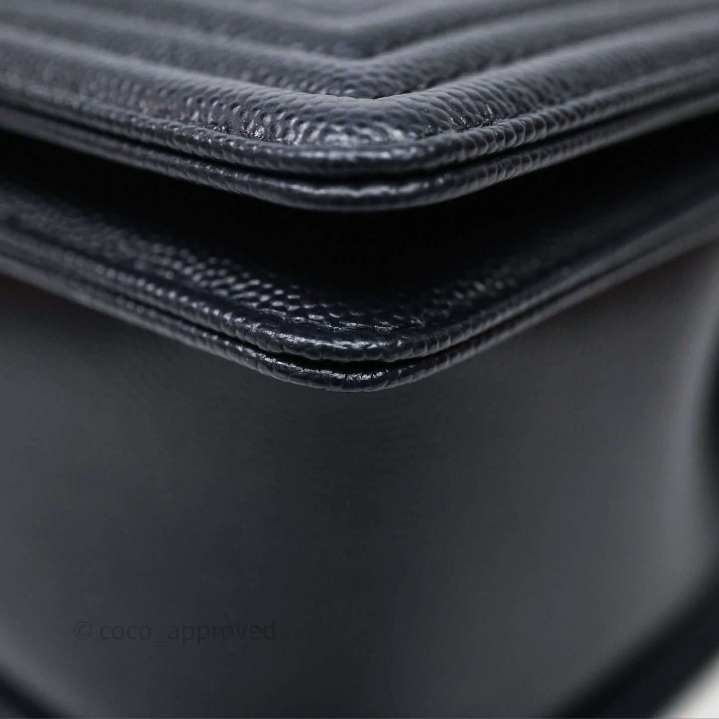 Chanel Medium Boy Chevron Dark Navy Caviar Silver Hardware