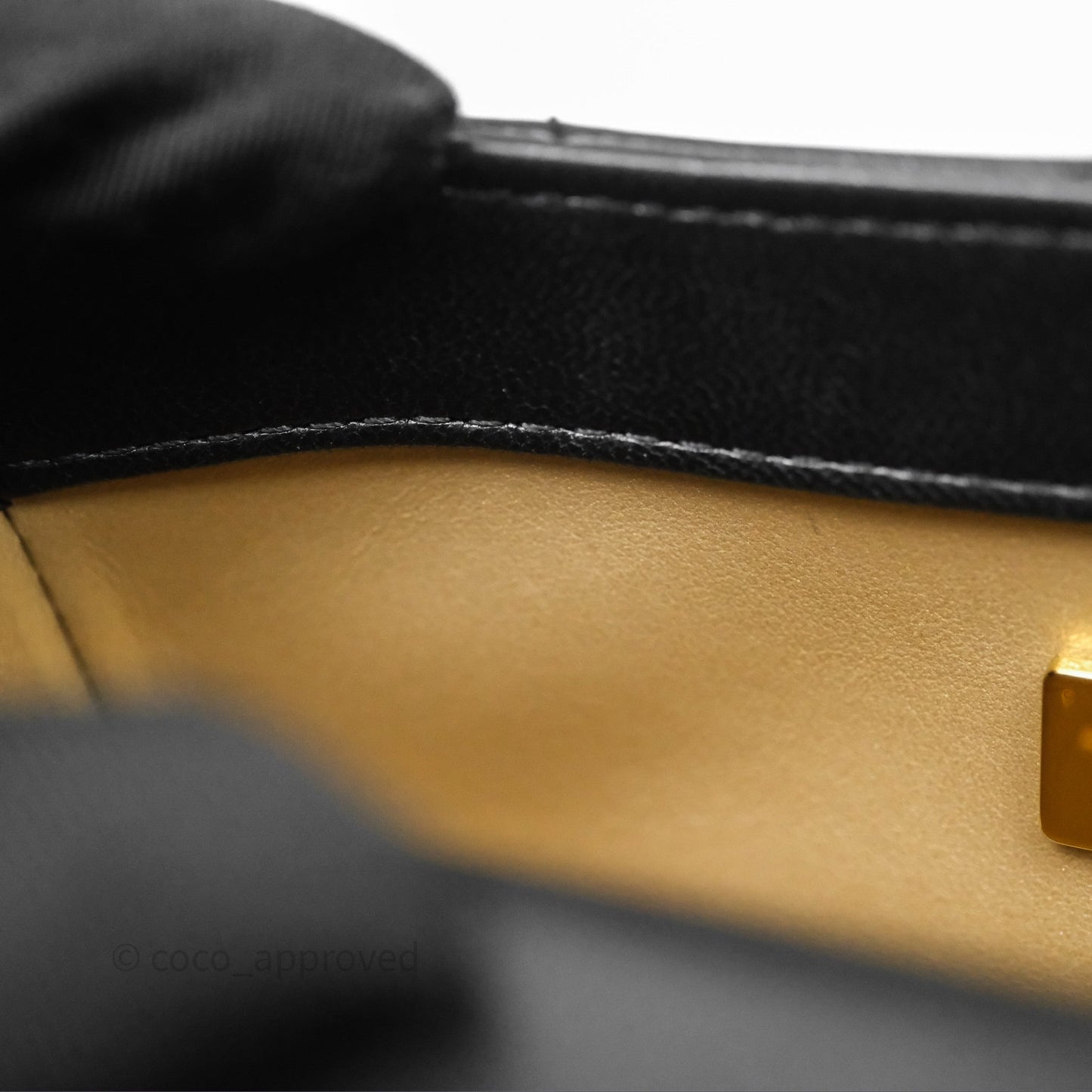 Chanel Mini Flap Bag With Pearl Black Lambskin Aged Gold Hardware